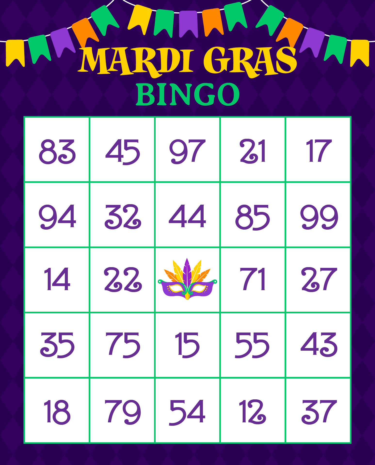 Mardi Gras Celebration Bingo Cards Printable Mardi Gras Celebration Bingo Cards Printable