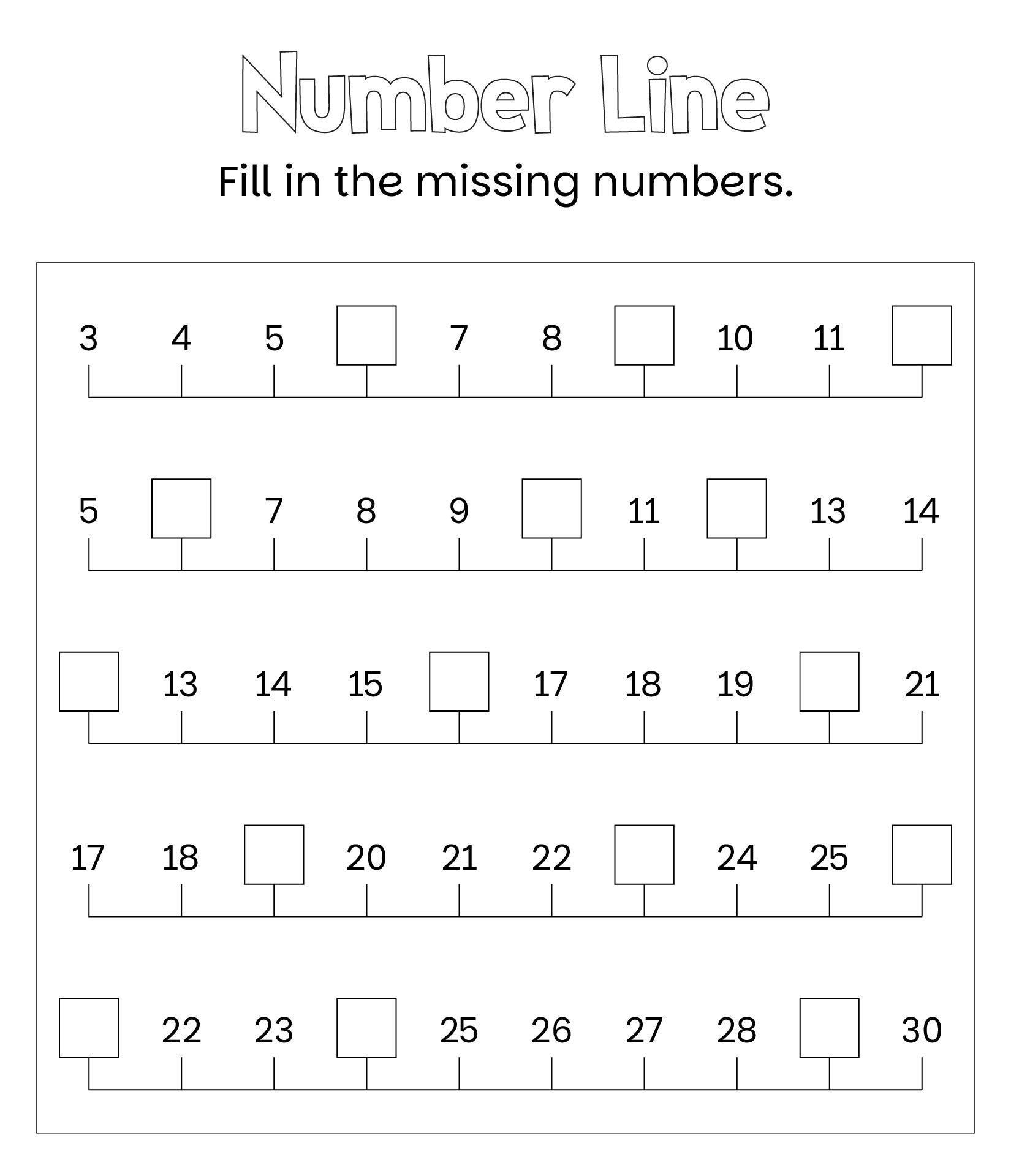 Math game printouts featuring number lines 1 to 30 Math game printouts featuring number lines 1 to 30