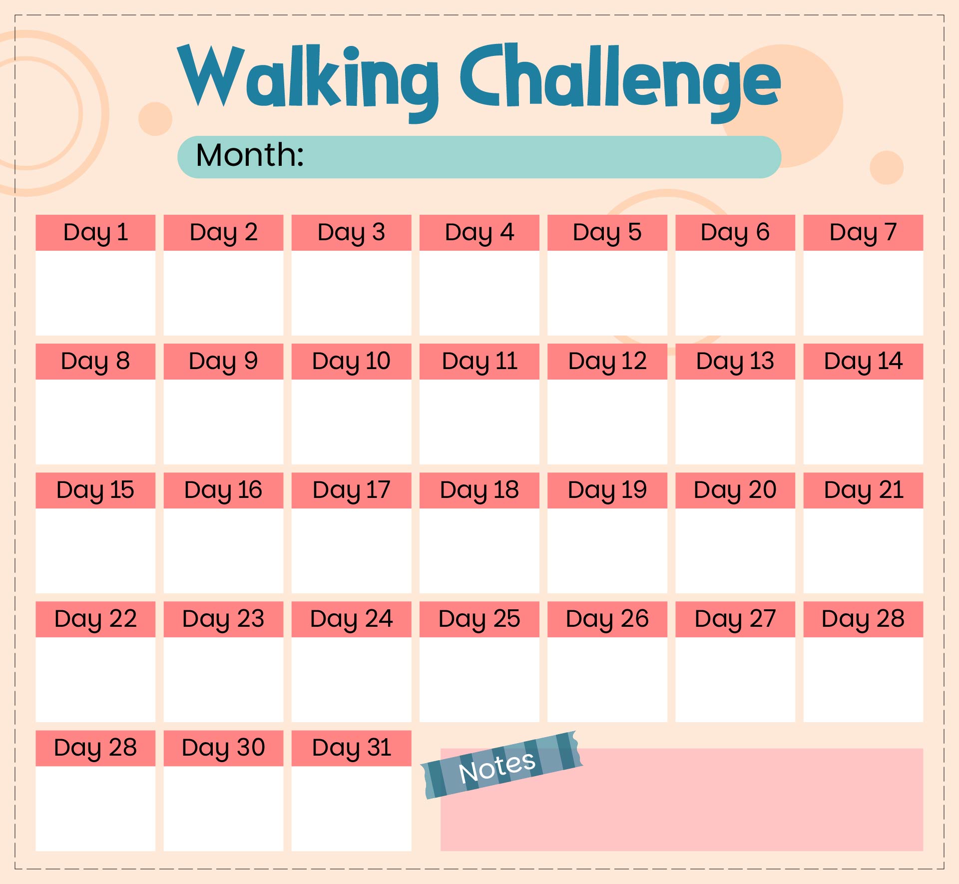 Monthly Walking Calendar Printable Monthly Walking Calendar Printable