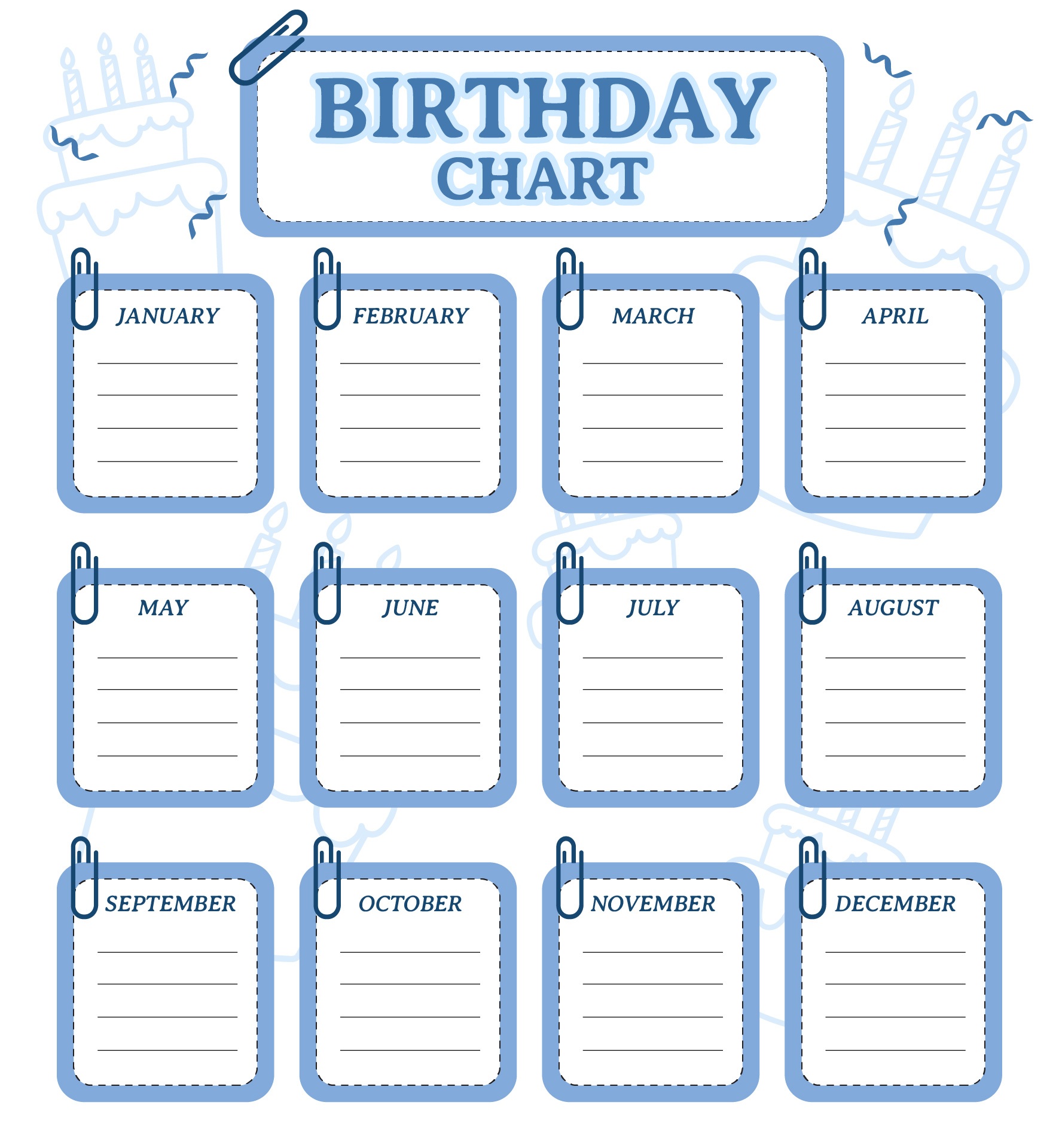 Office Birthday Chart Printable