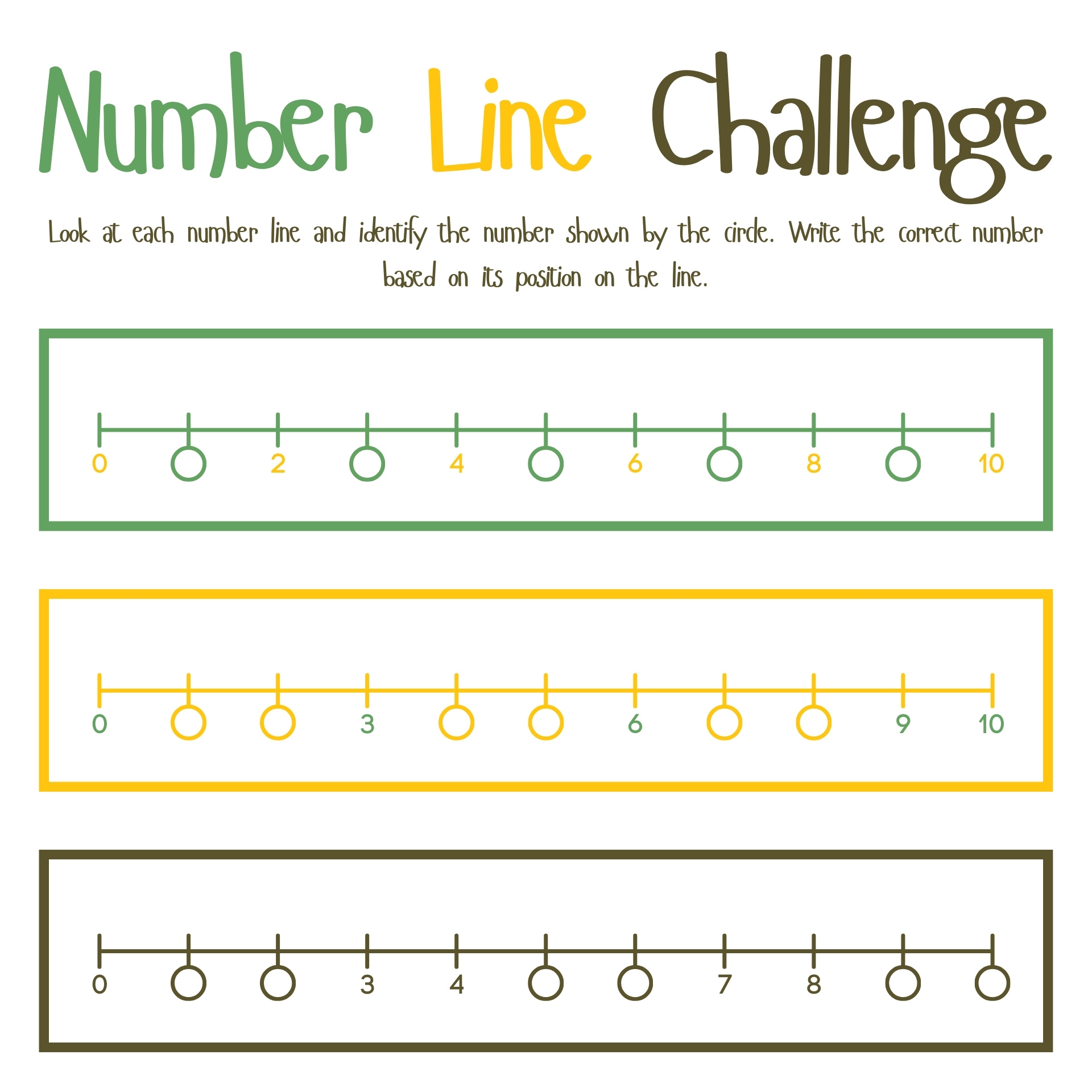 Printable Blank Number Line 1-10 Worksheet