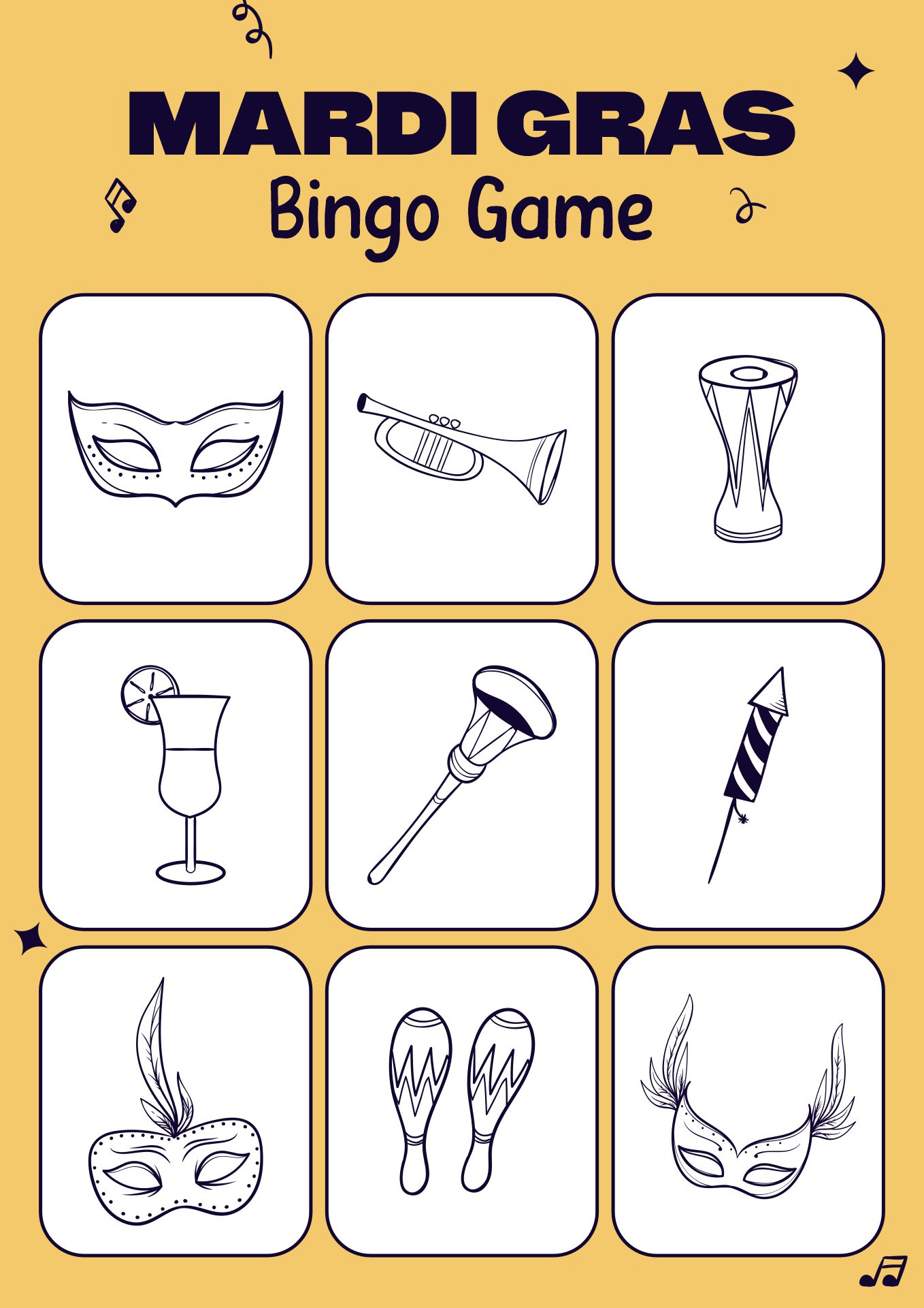 Printable Mardi Gras Bingo Set for Kids Printable Mardi Gras Bingo Set for Kids