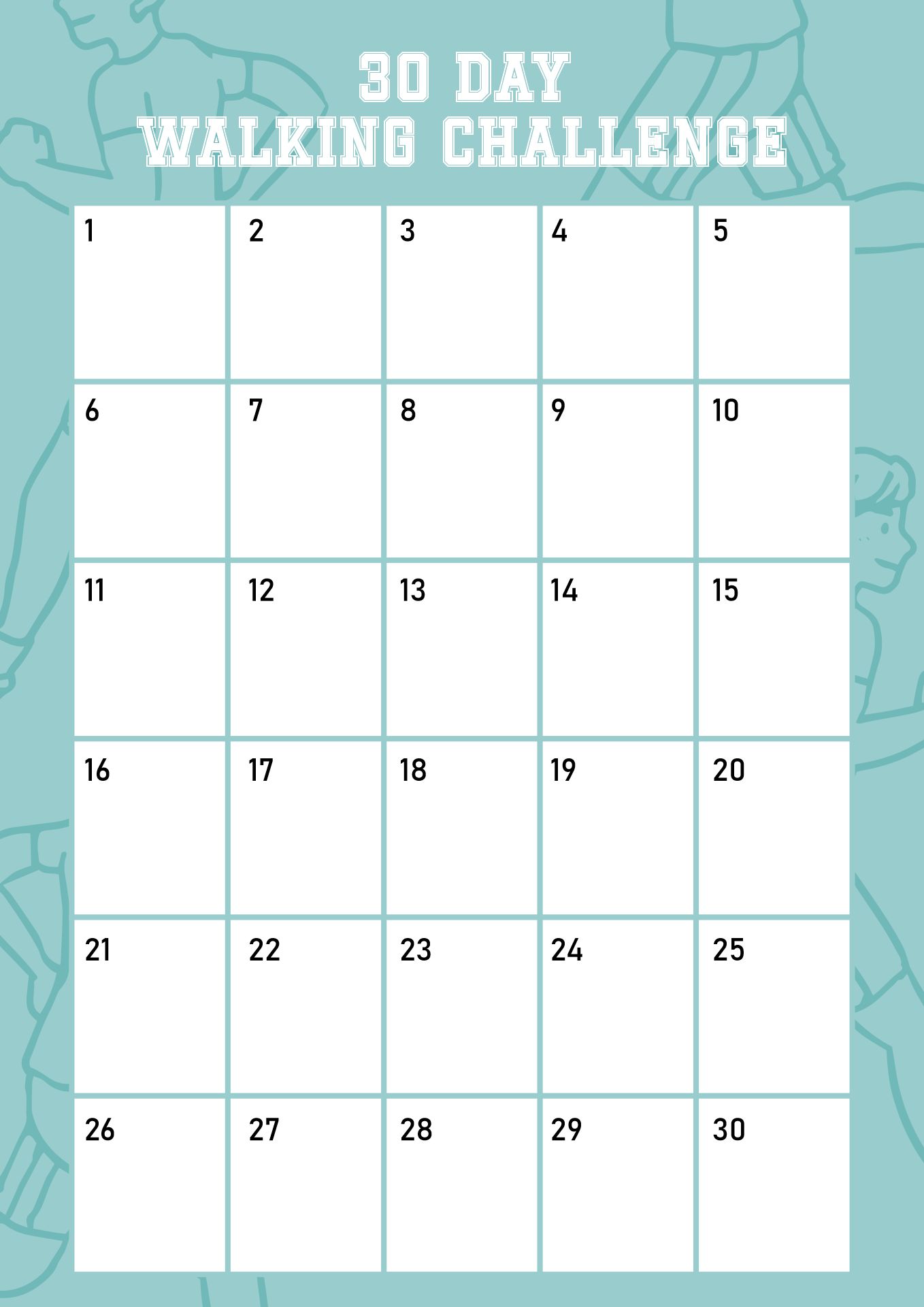 Printable Monthly Walking Calendar Printable Monthly Walking Calendar