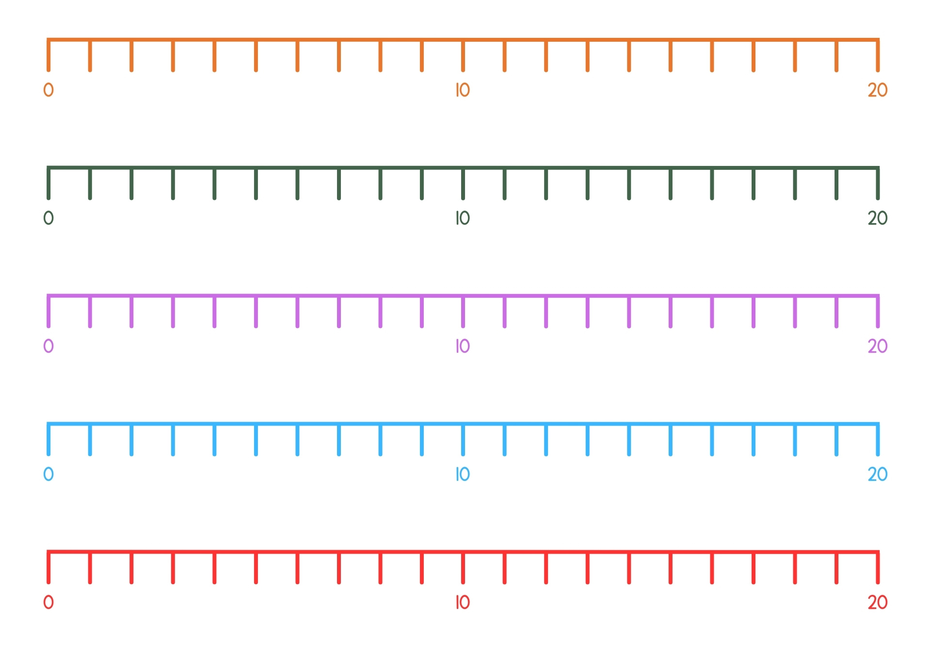 Printable Number Lines 0-20 for Math Activities