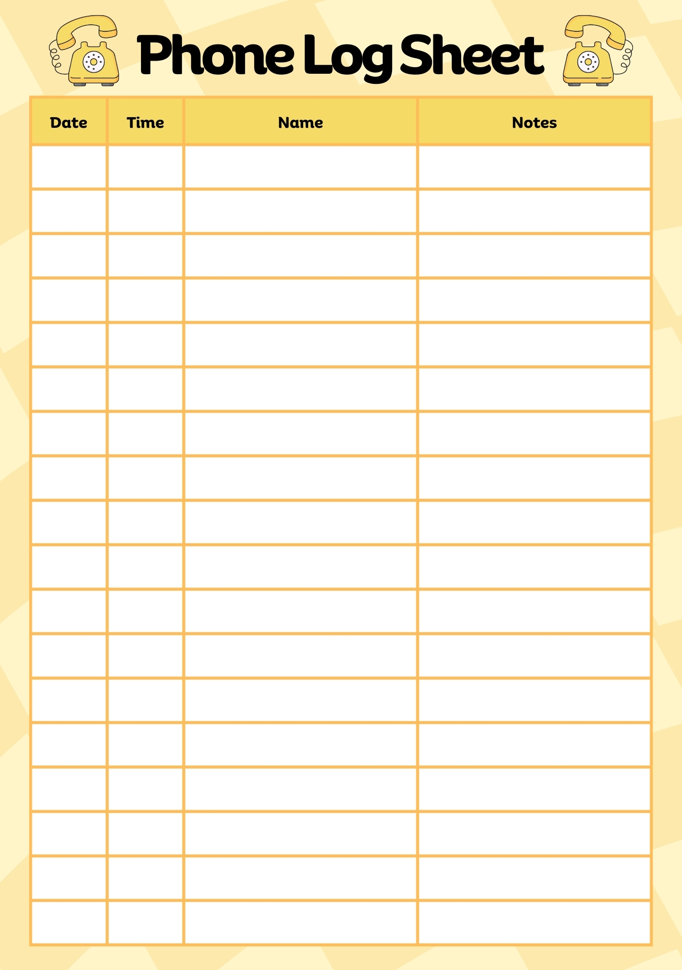 Printable Phone Call Log Sheet