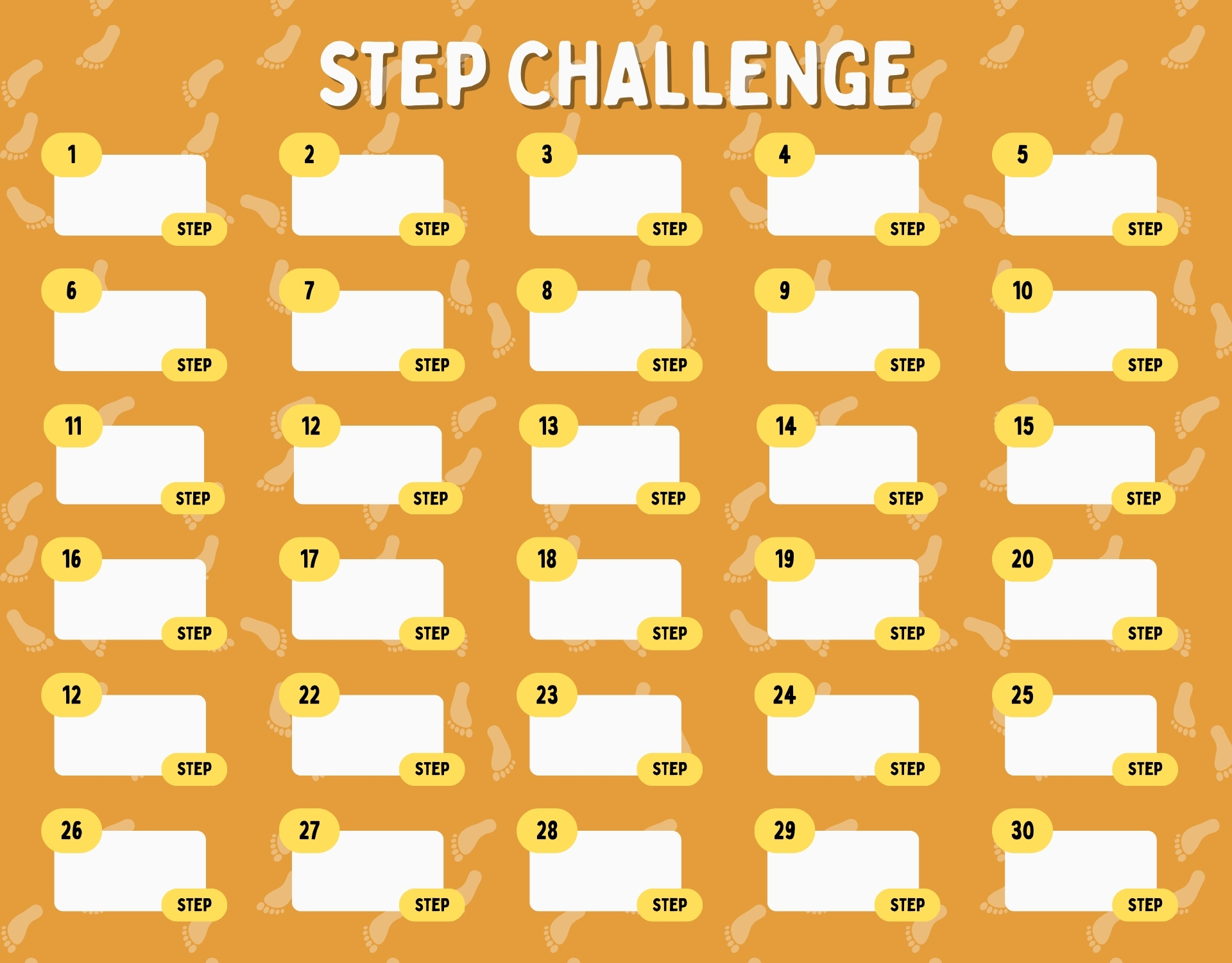 Printable Step Challenge Calendar