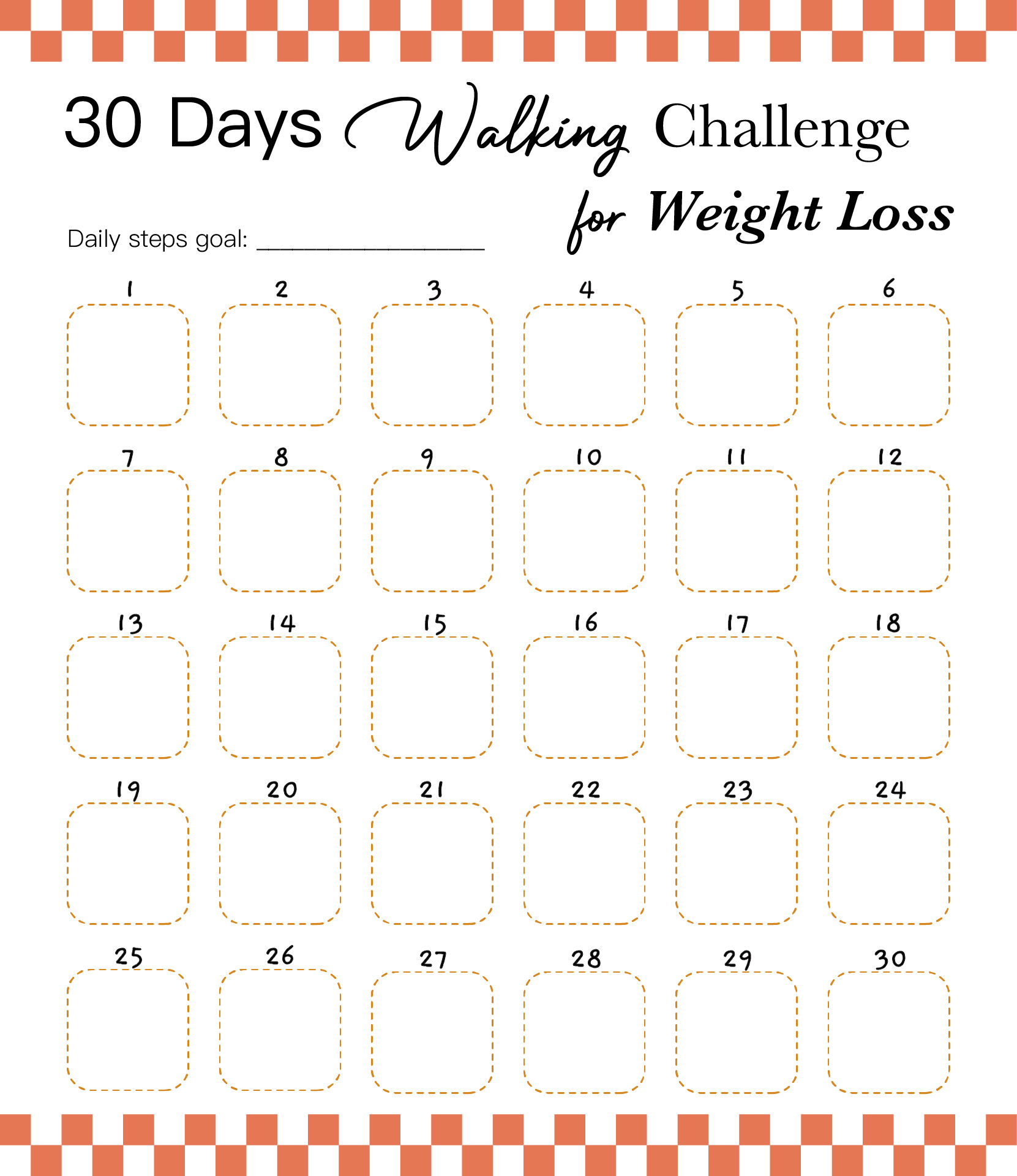 Printable Walking Calendar for Weight Loss Printable Walking Calendar for Weight Loss