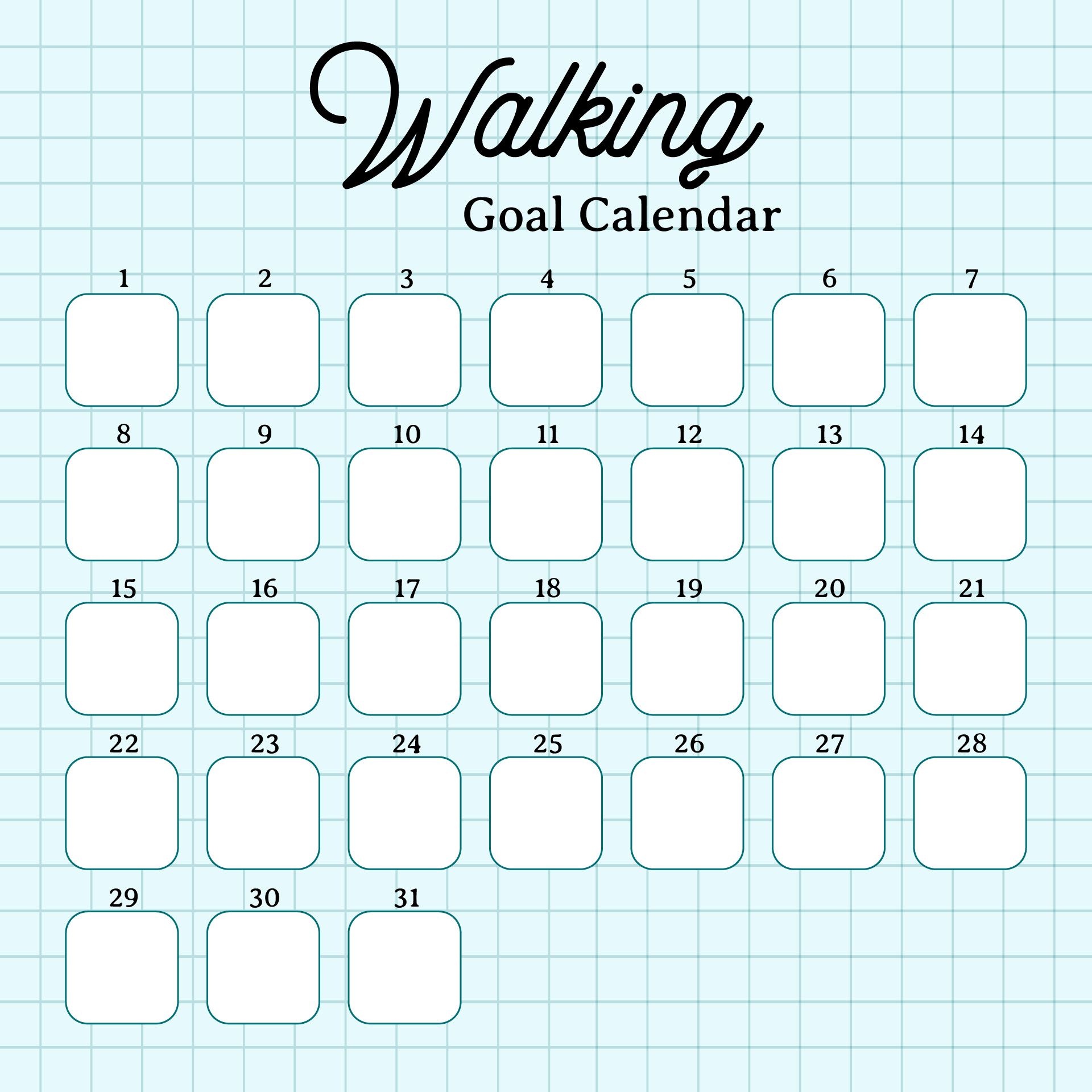 Printable Walking Goal Calendar Printable Walking Goal Calendar