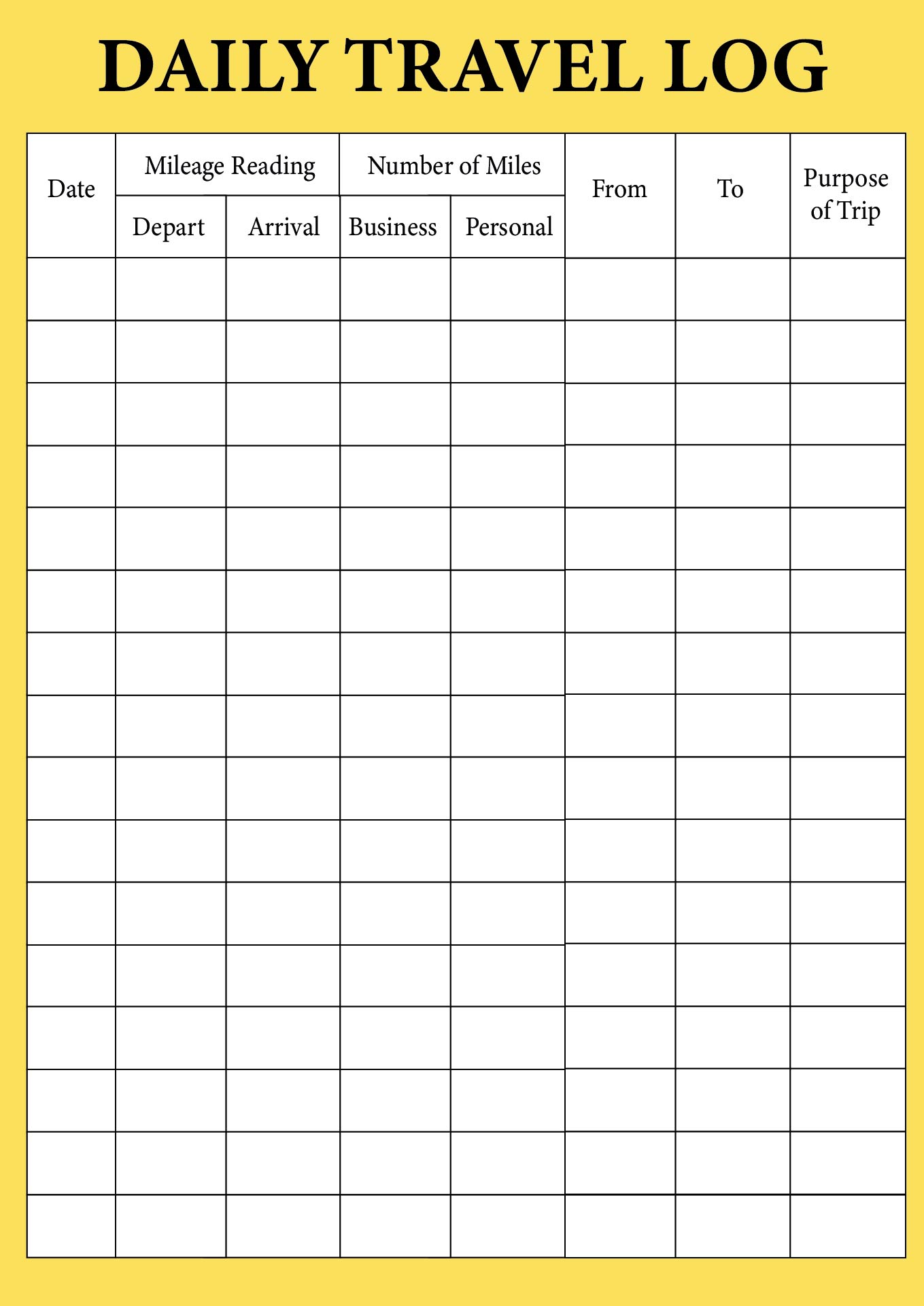 Road Trip Log Printouts Road Trip Log Printouts