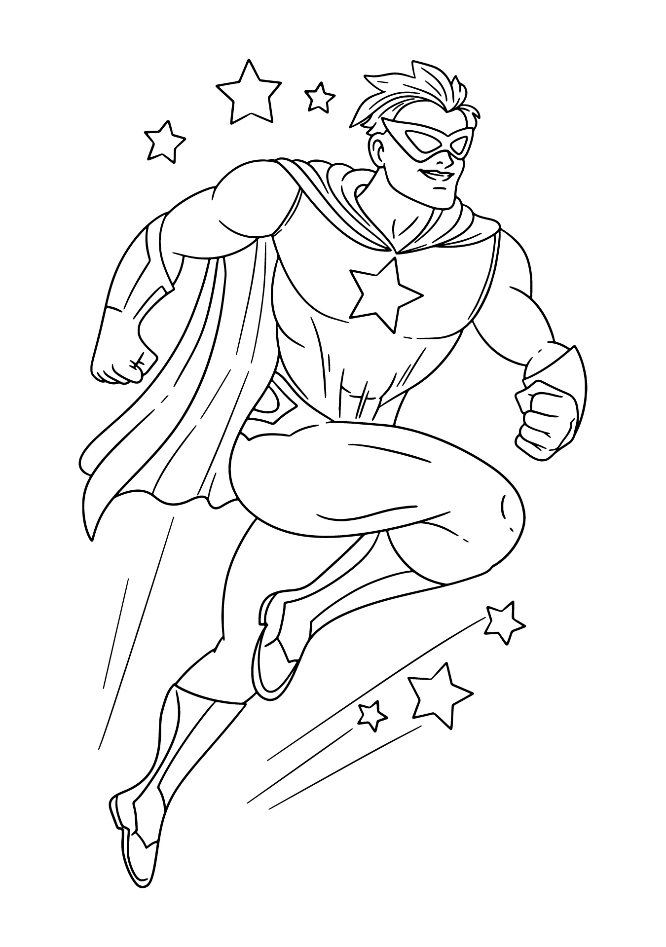 Superhero Shooting Star Coloring Page