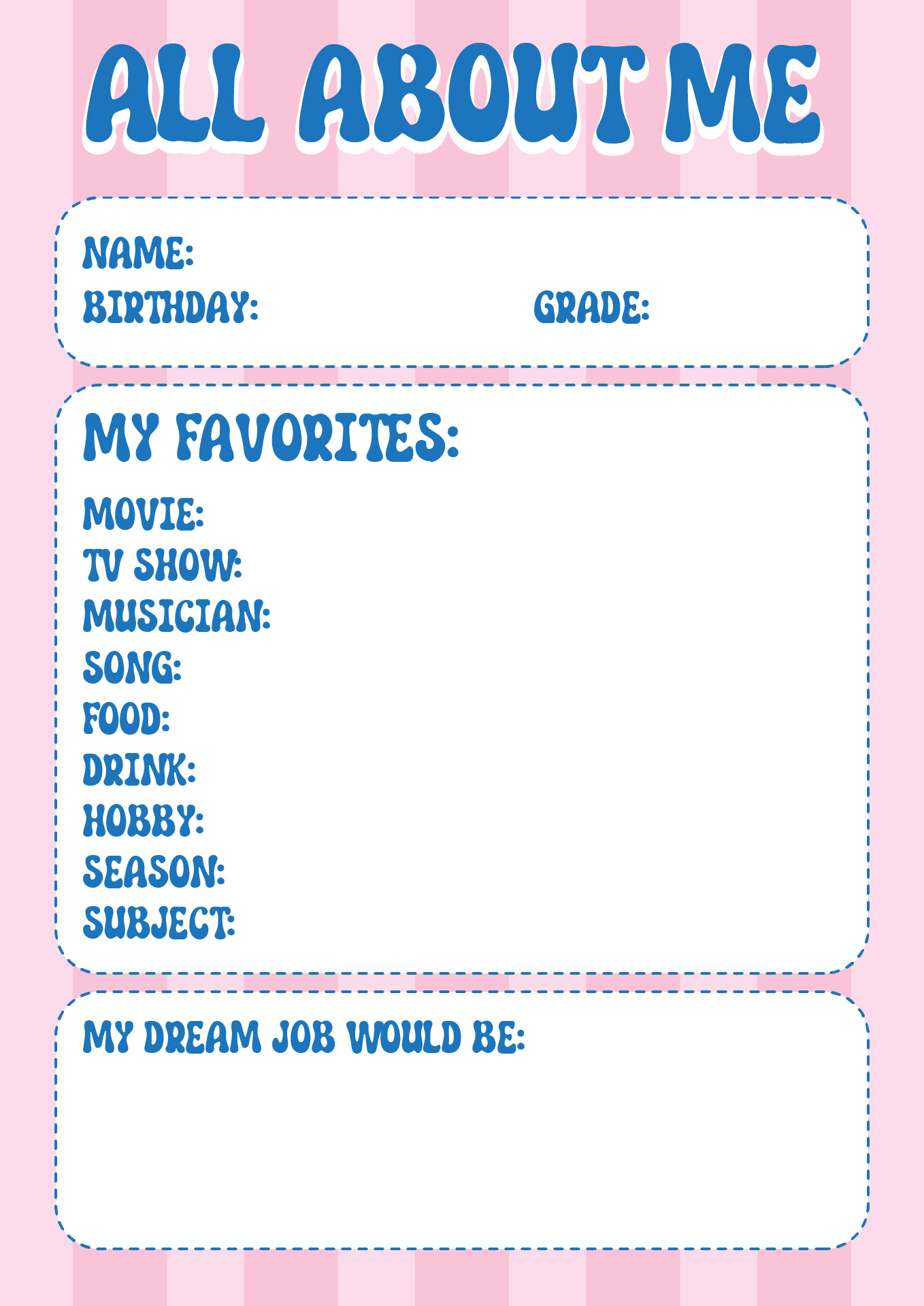 Third Grade All About Me Poster Projects