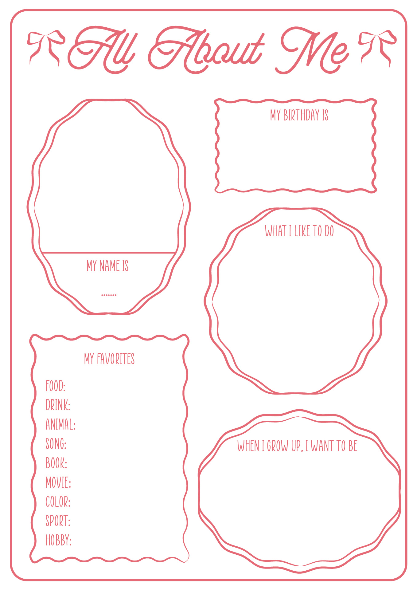 Third Grader All About Me Poster Templates