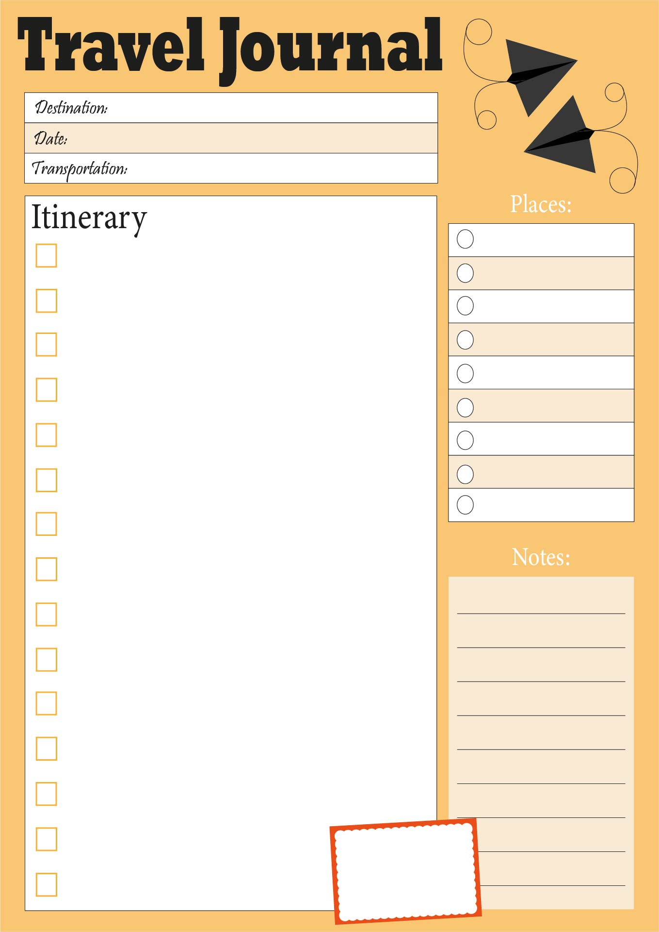 Travel Diary Printable