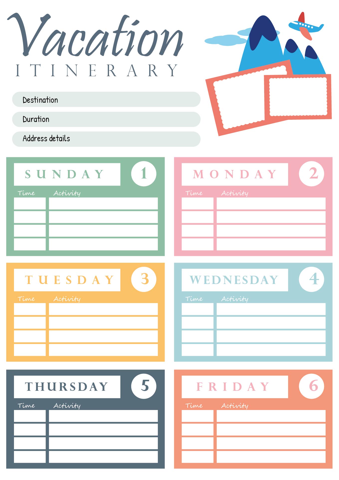 Travel Journal Printable Layout
