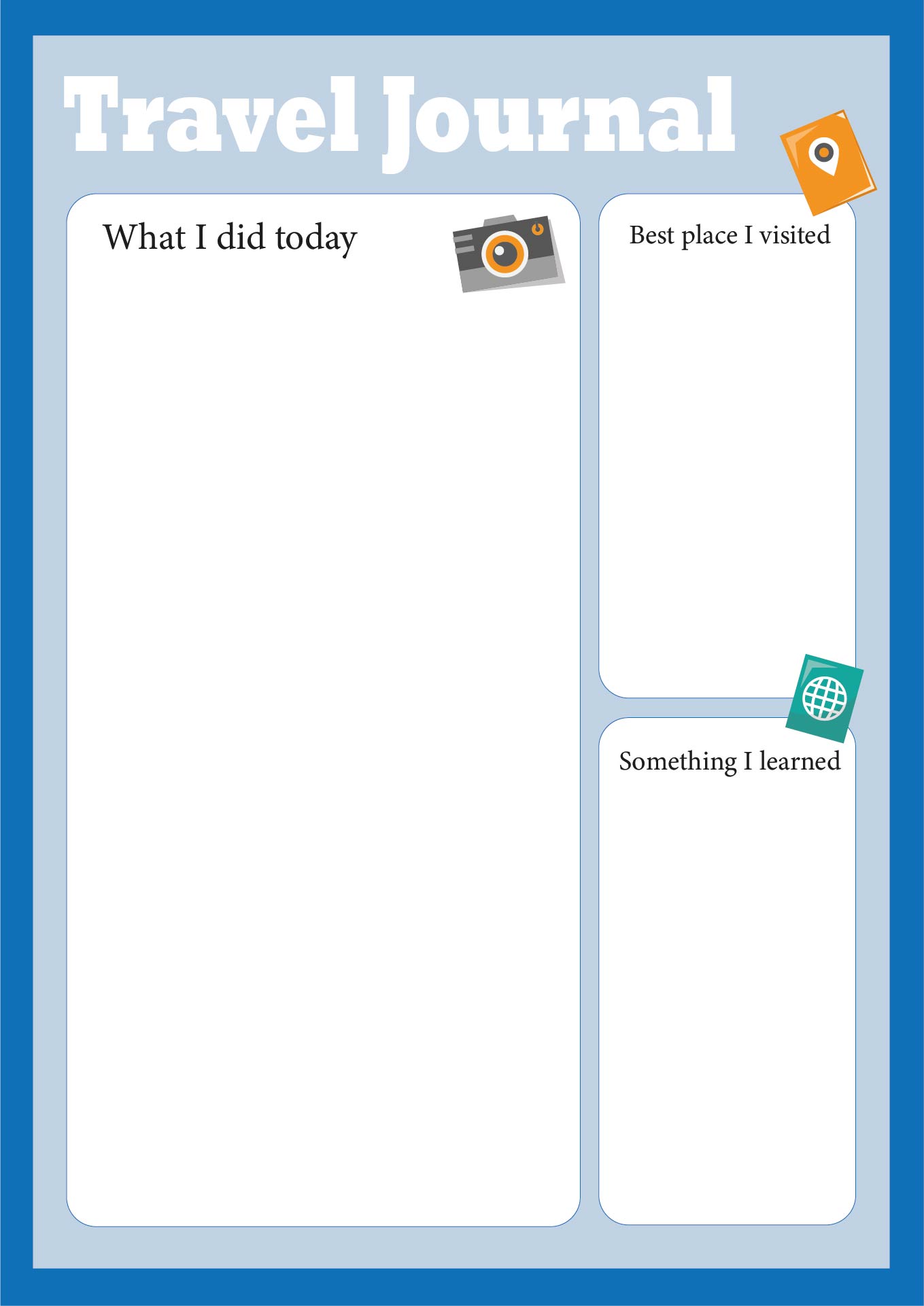 Vacation Journal Printable Sheets