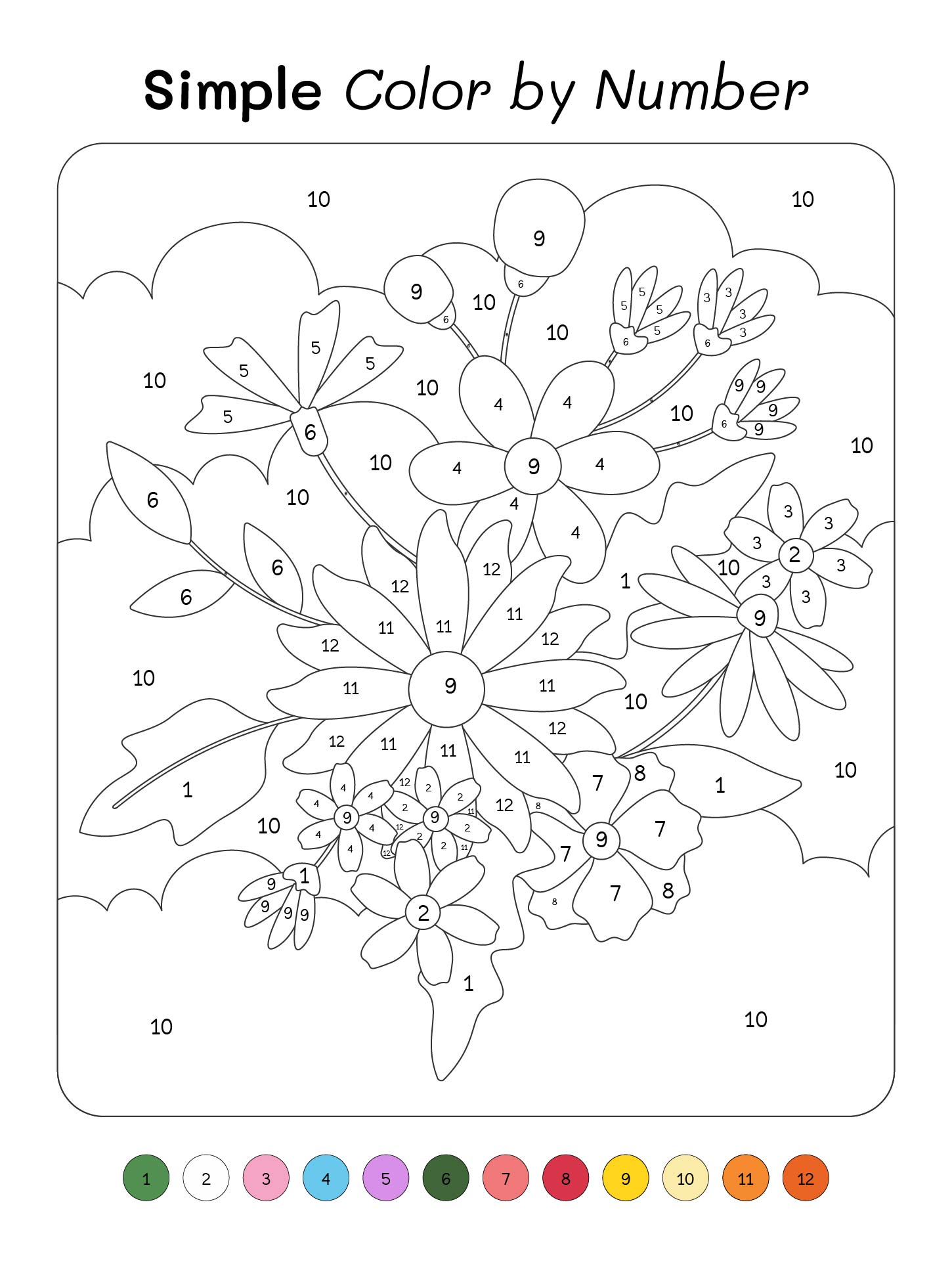 Simple Color By Number Activity For Adults