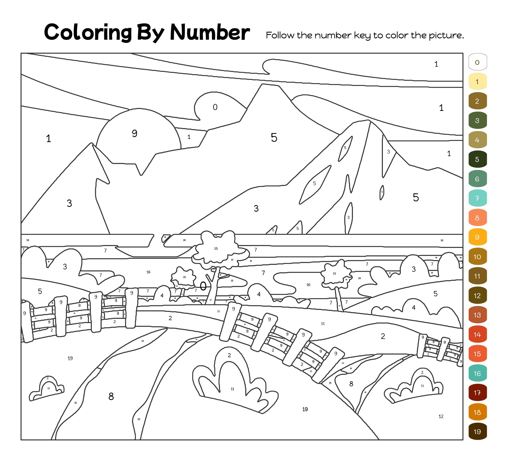 Summer Landscape Color By Number Adult