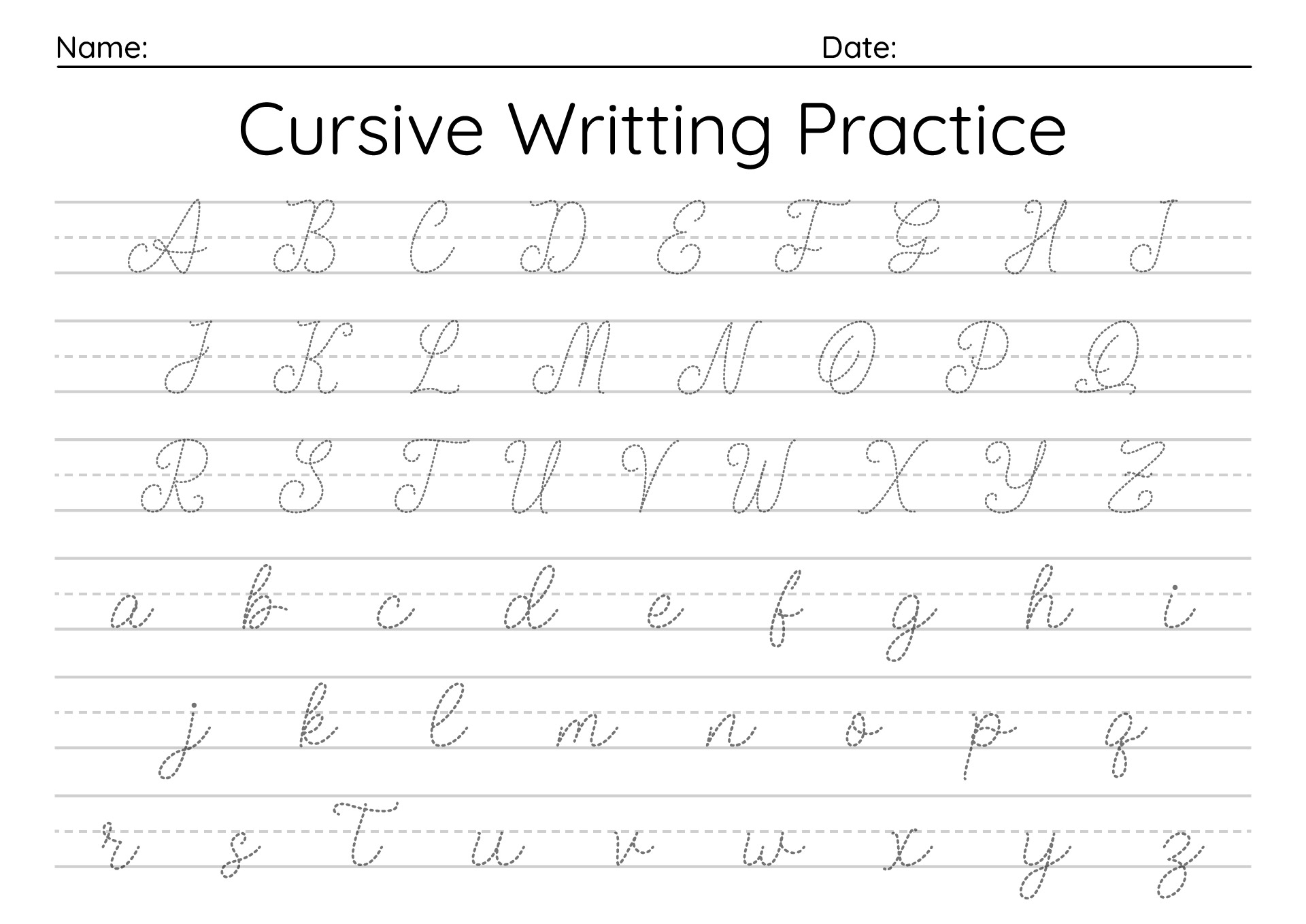 1st Grade Cursive Writing Worksheets