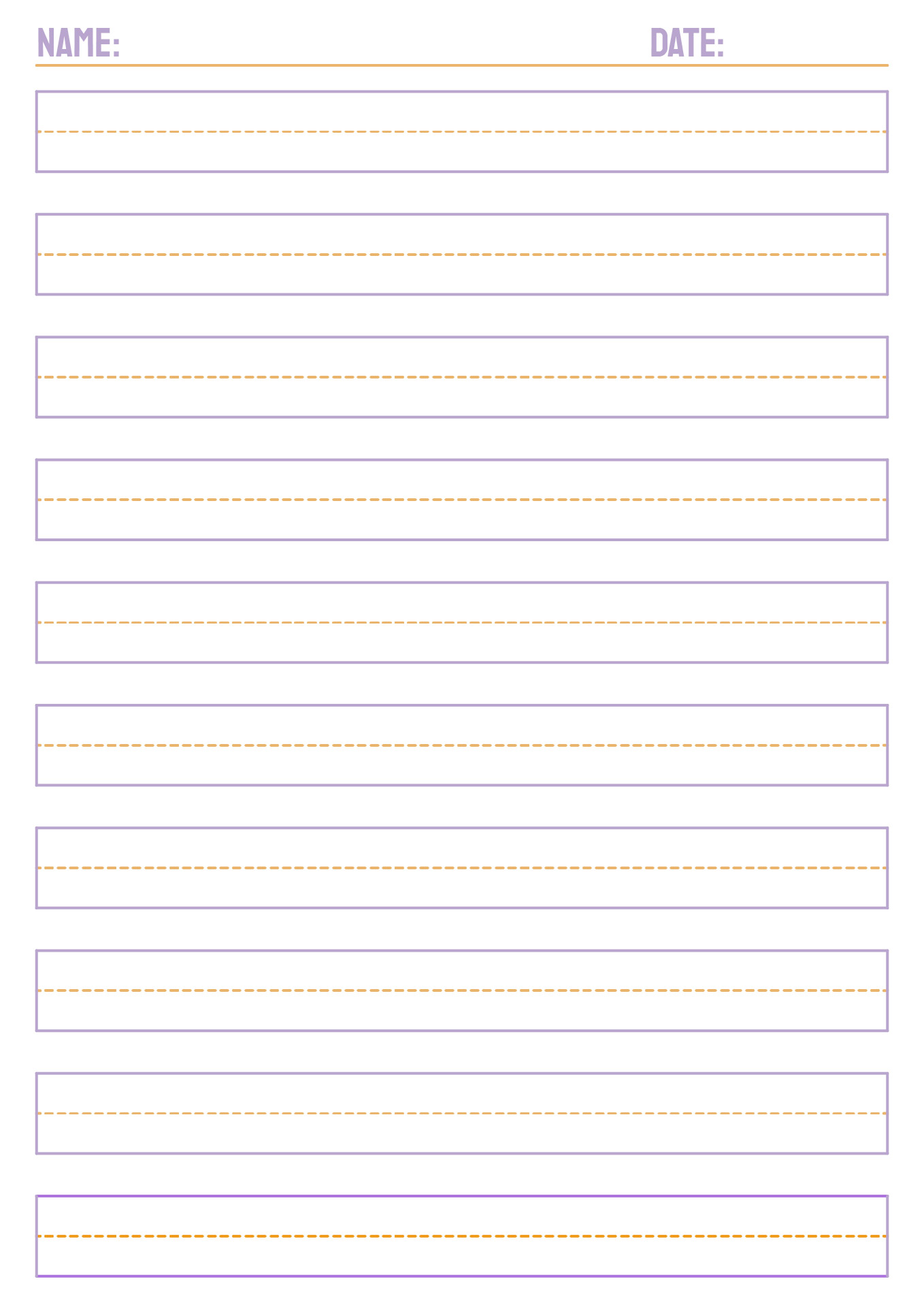 1st Grade Handwriting Paper with Dotted Lines