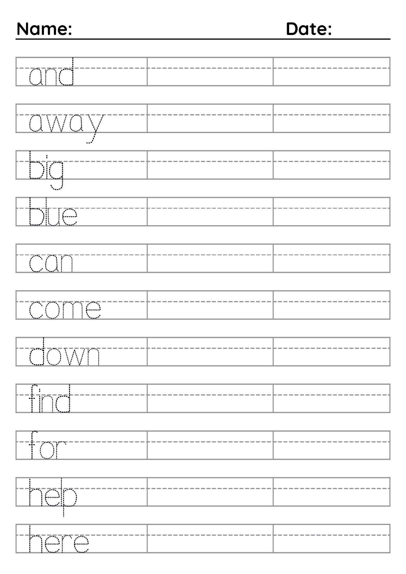 1st Grade Handwriting Practice Sheets Printable