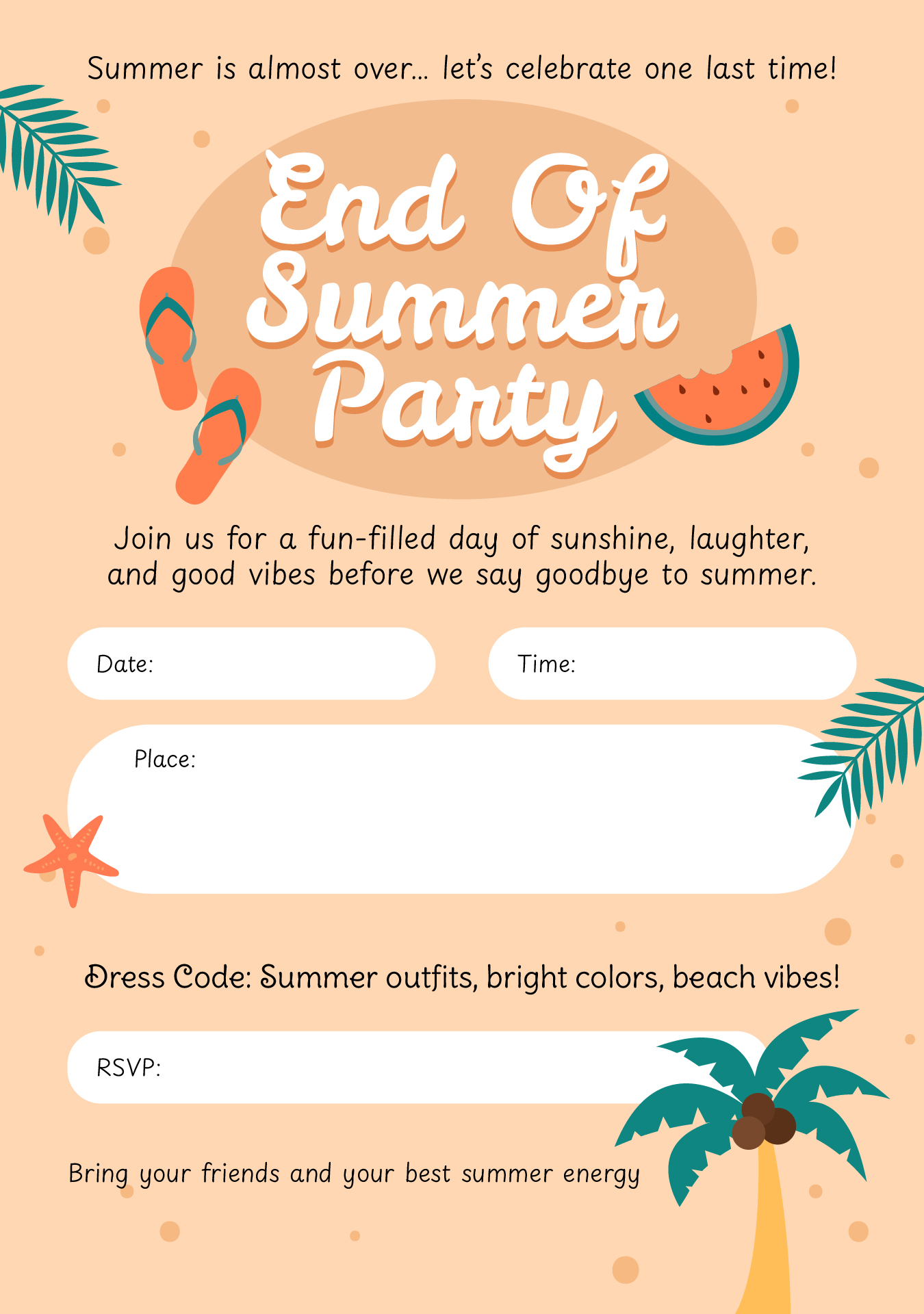 End Of Summer Party Printables