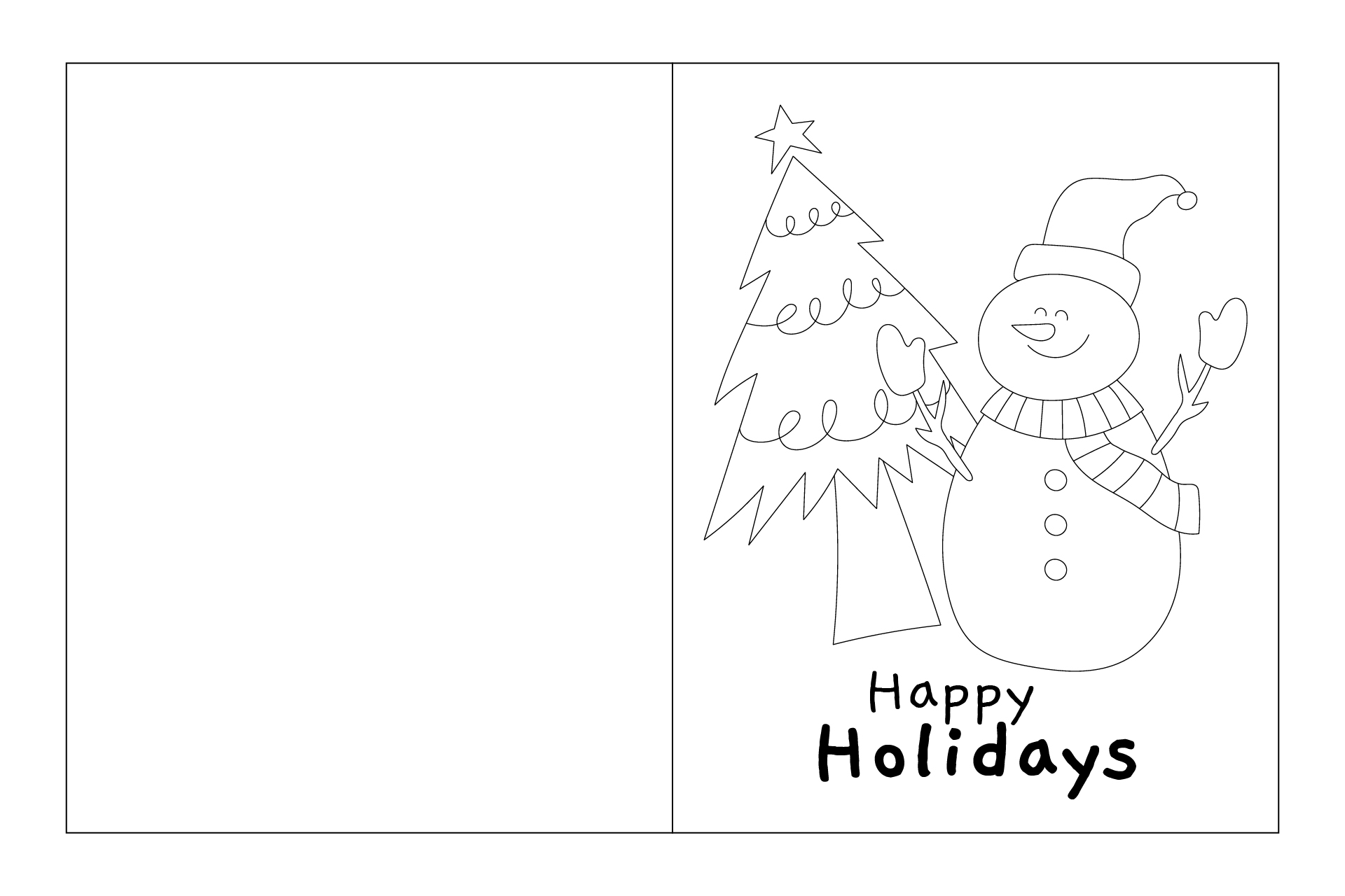 Foldable Template Printable Christmas Cards To Color
