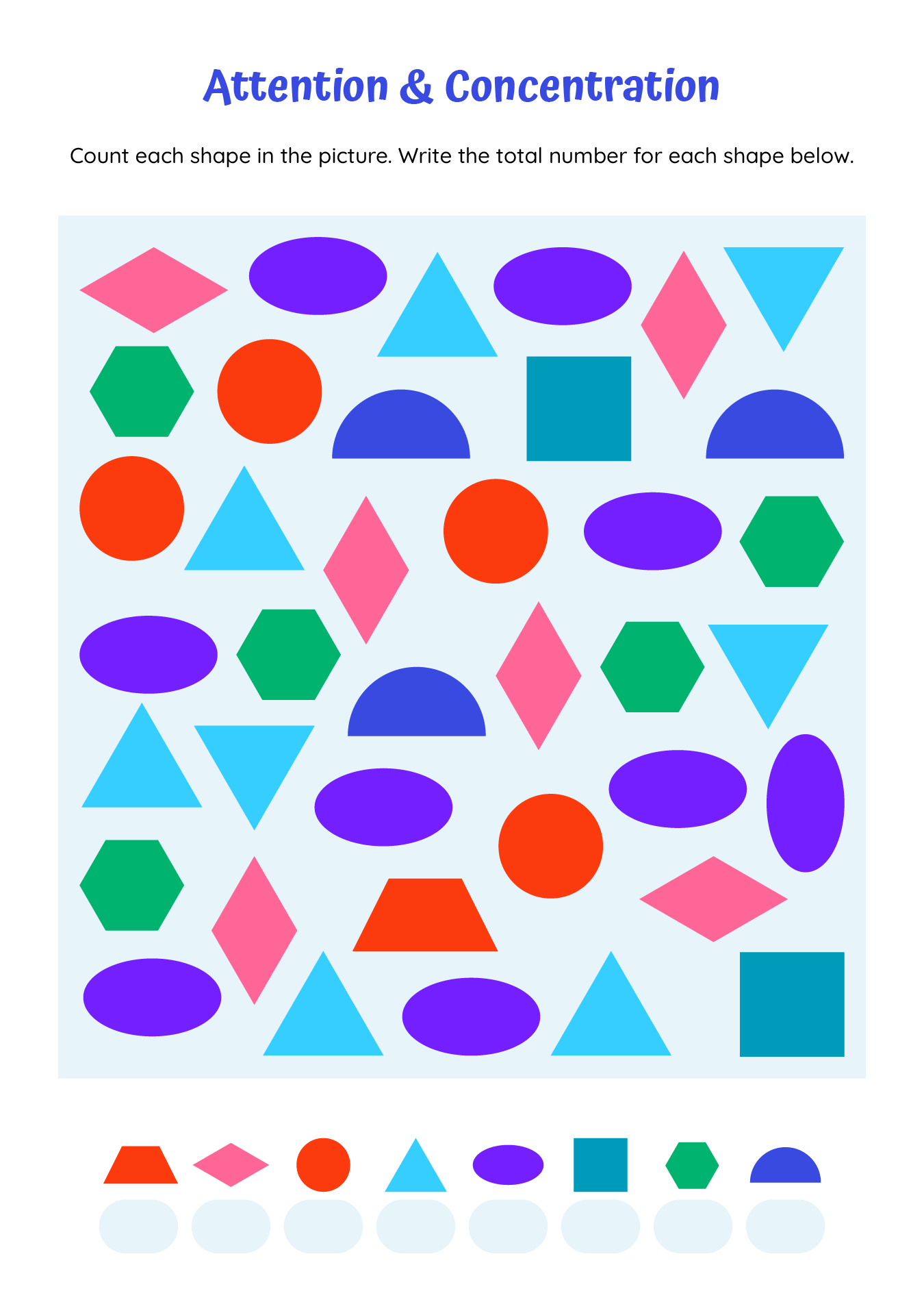 Attention & Concentration Worksheet