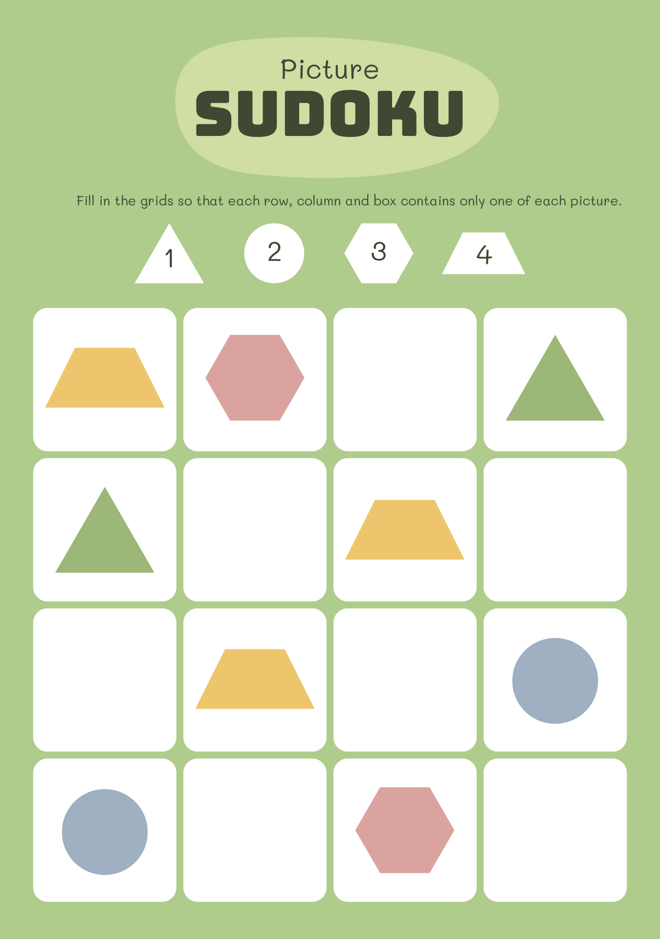 Sudoku Four Pictures Puzzle Brain Workout