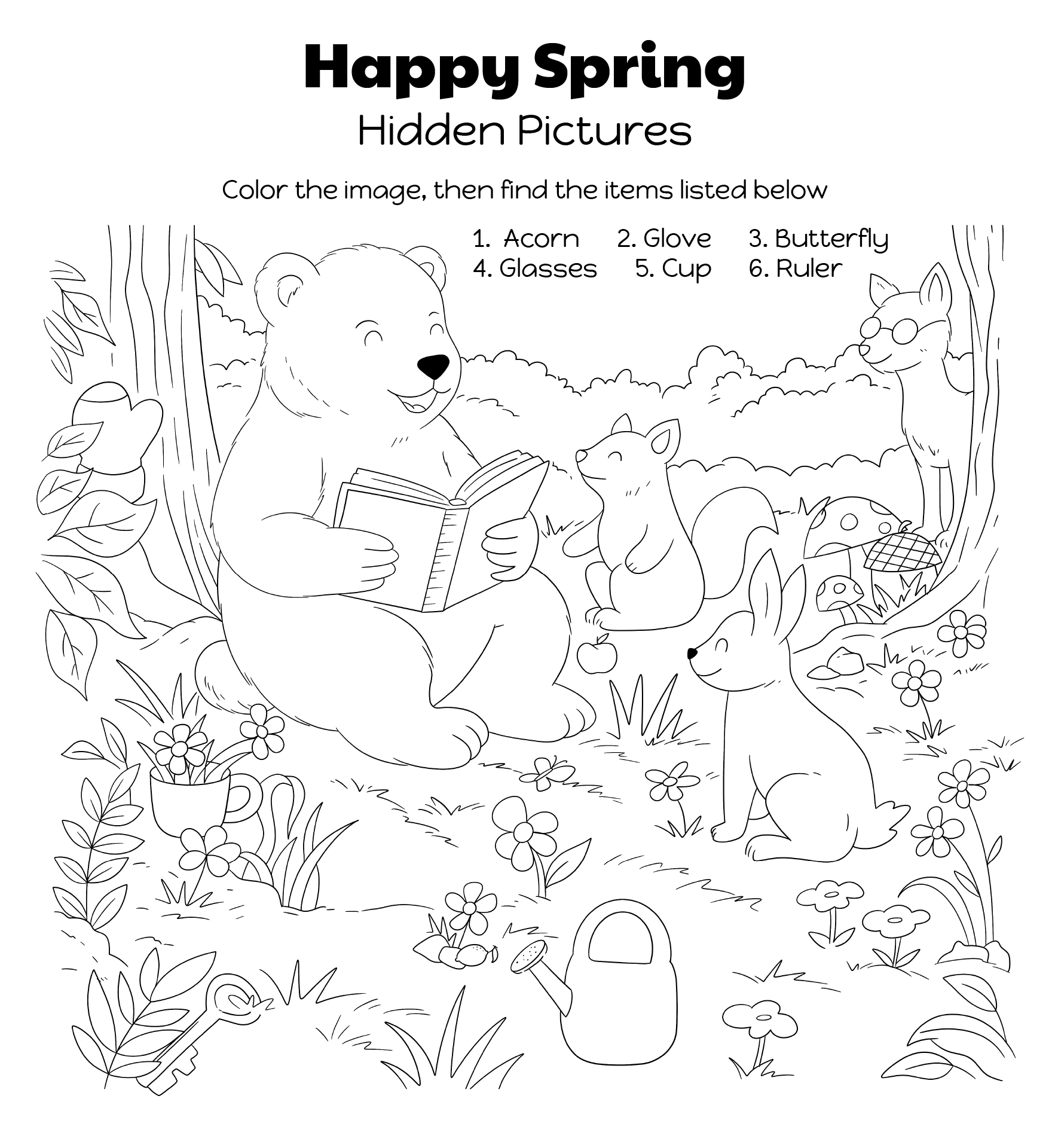Animals In Spring Hidden Picture Worksheet