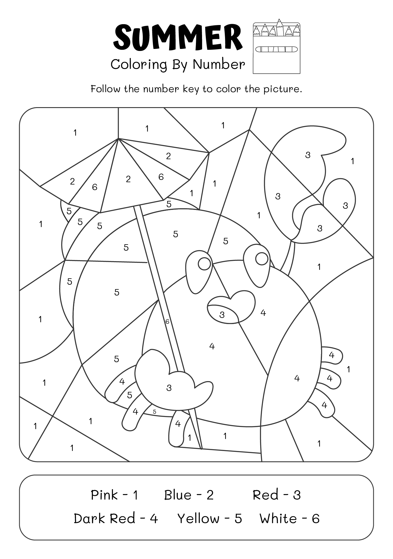 I Love Summer Color By Number Activity