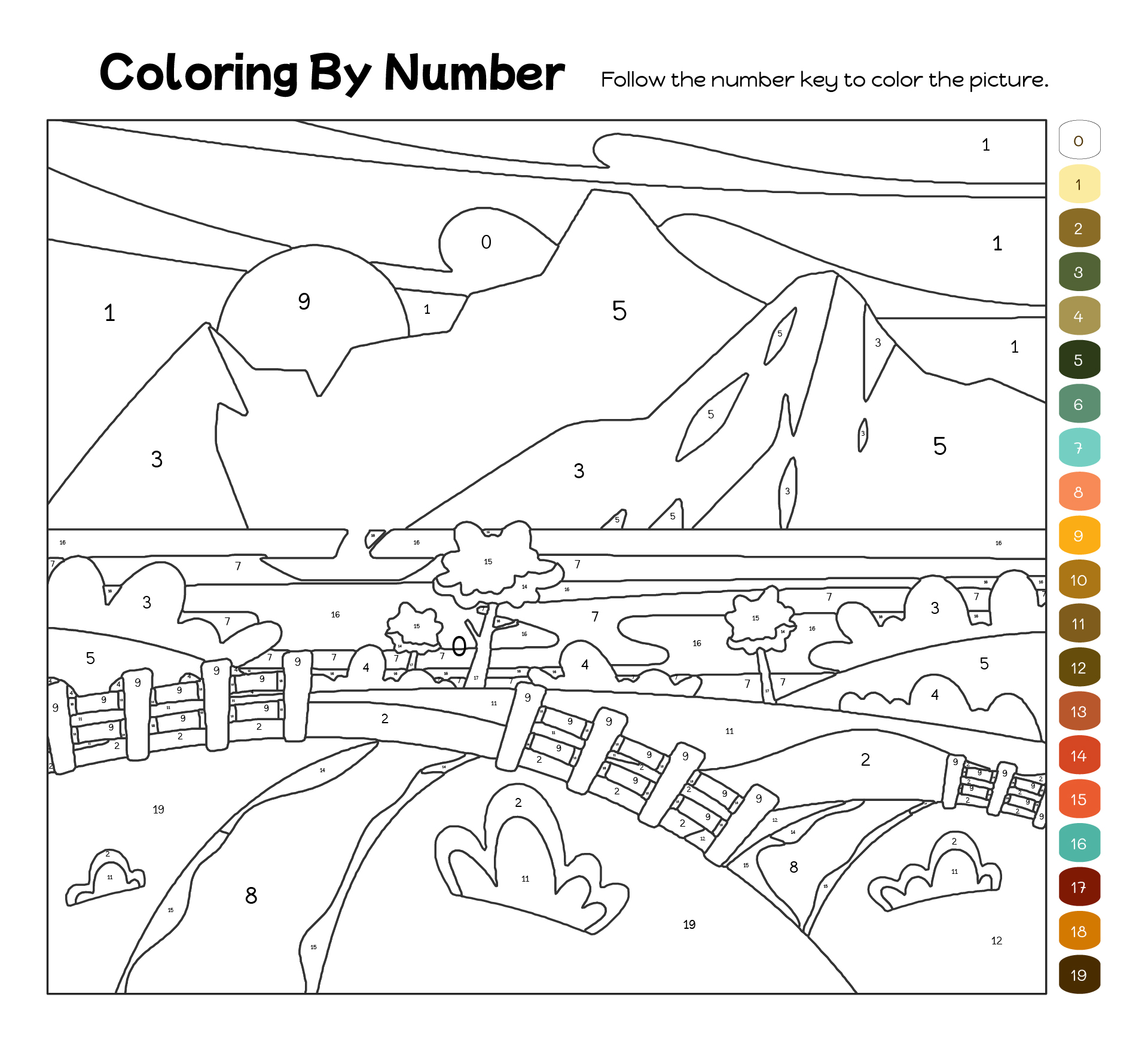 Summer Landscape Color By Number Adult