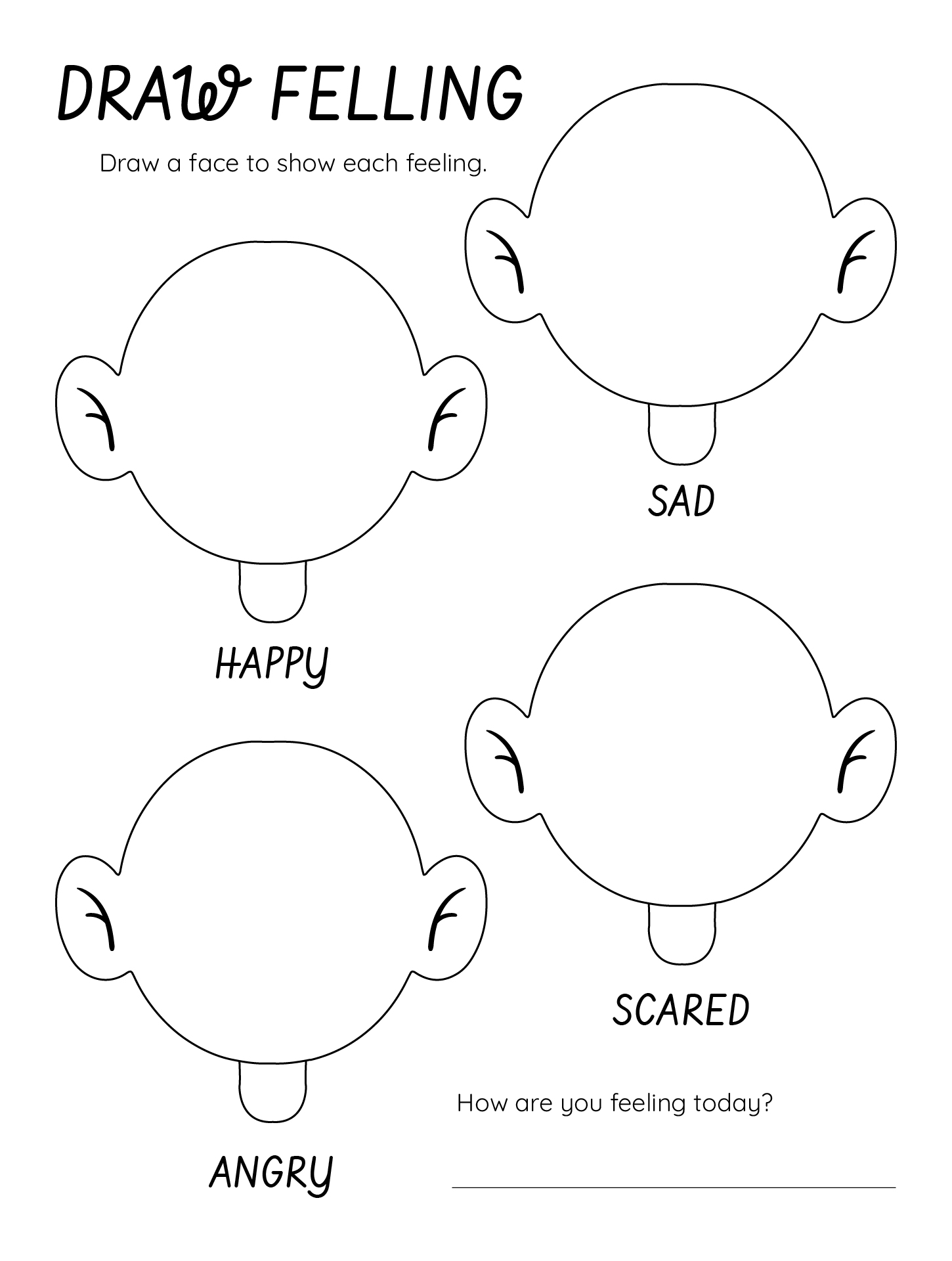 Preschool Emotions Worksheet Printable