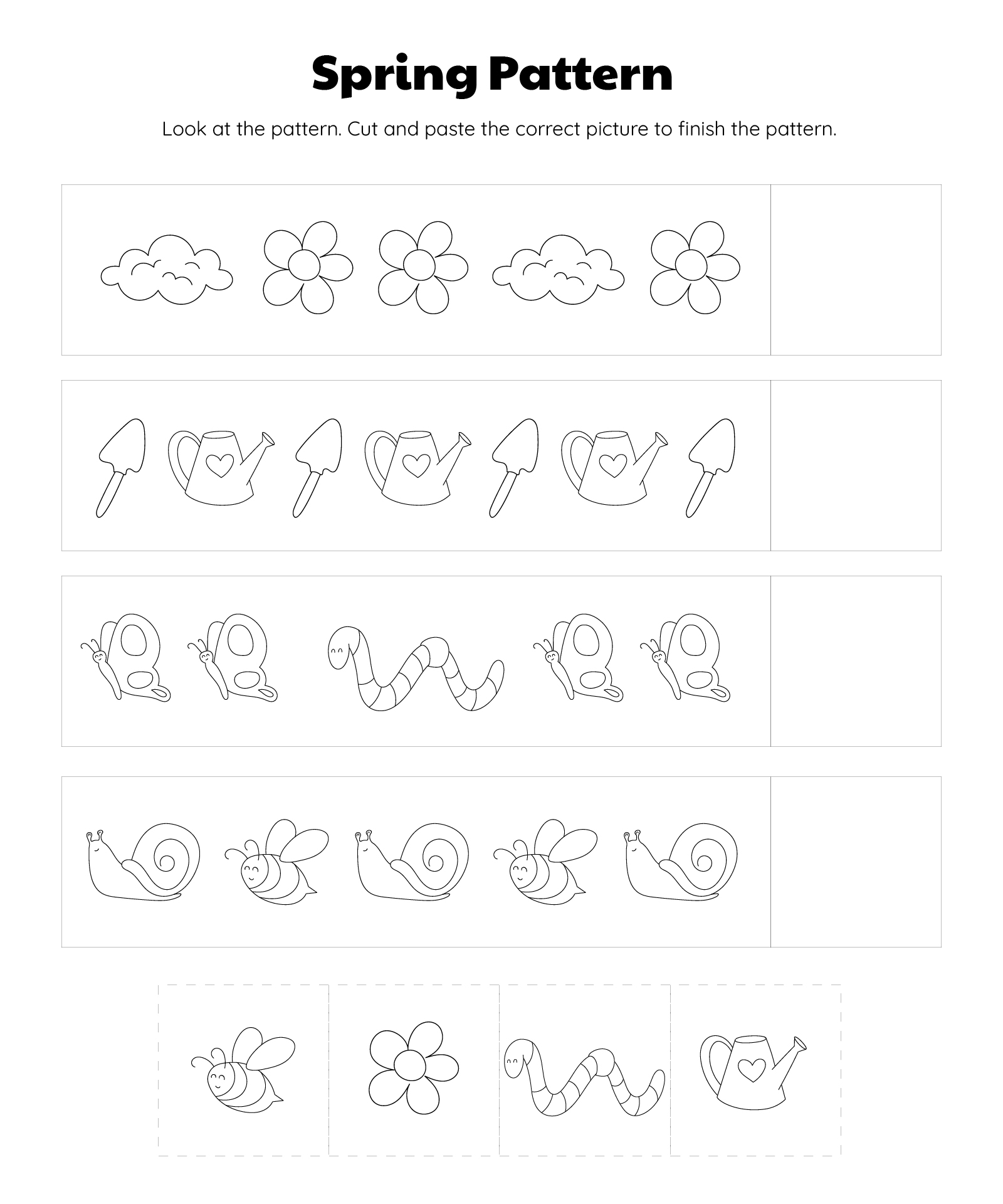 Spring Pattern Worksheet Activity