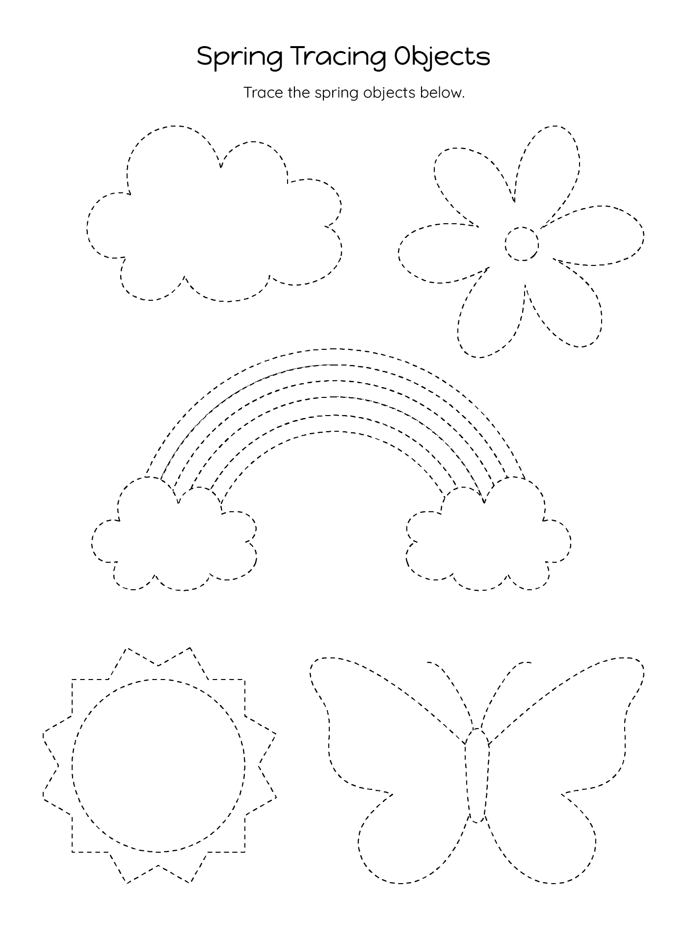 Spring Trace And Count Worksheet Preschool