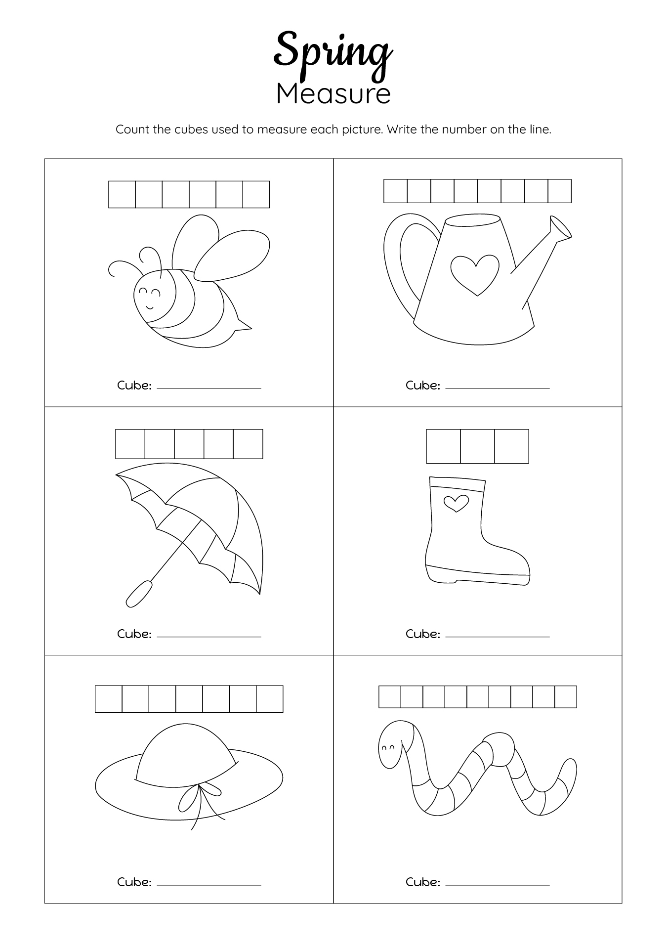 Spring Math Measurement Printable For Kindergarten