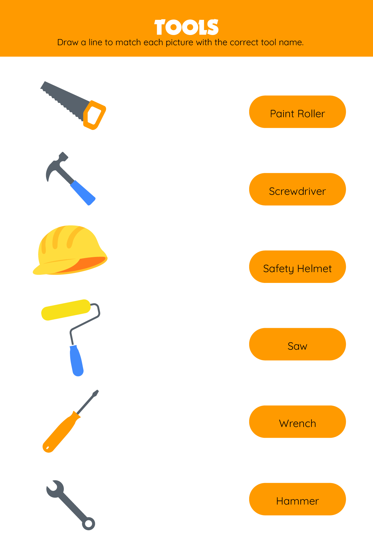 Printable Tool Matching Game Vocabulary