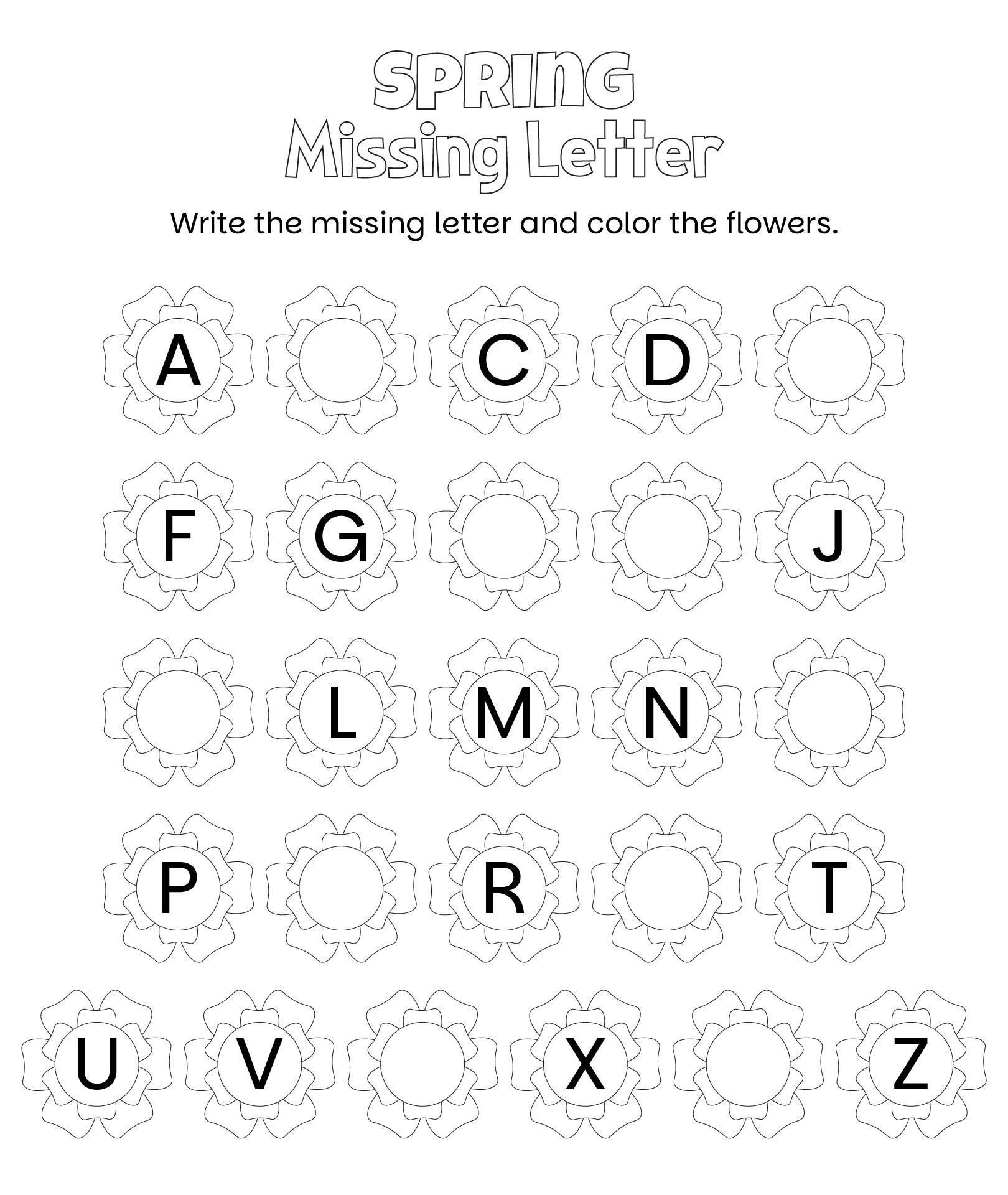 Spring Alphabet Worksheet