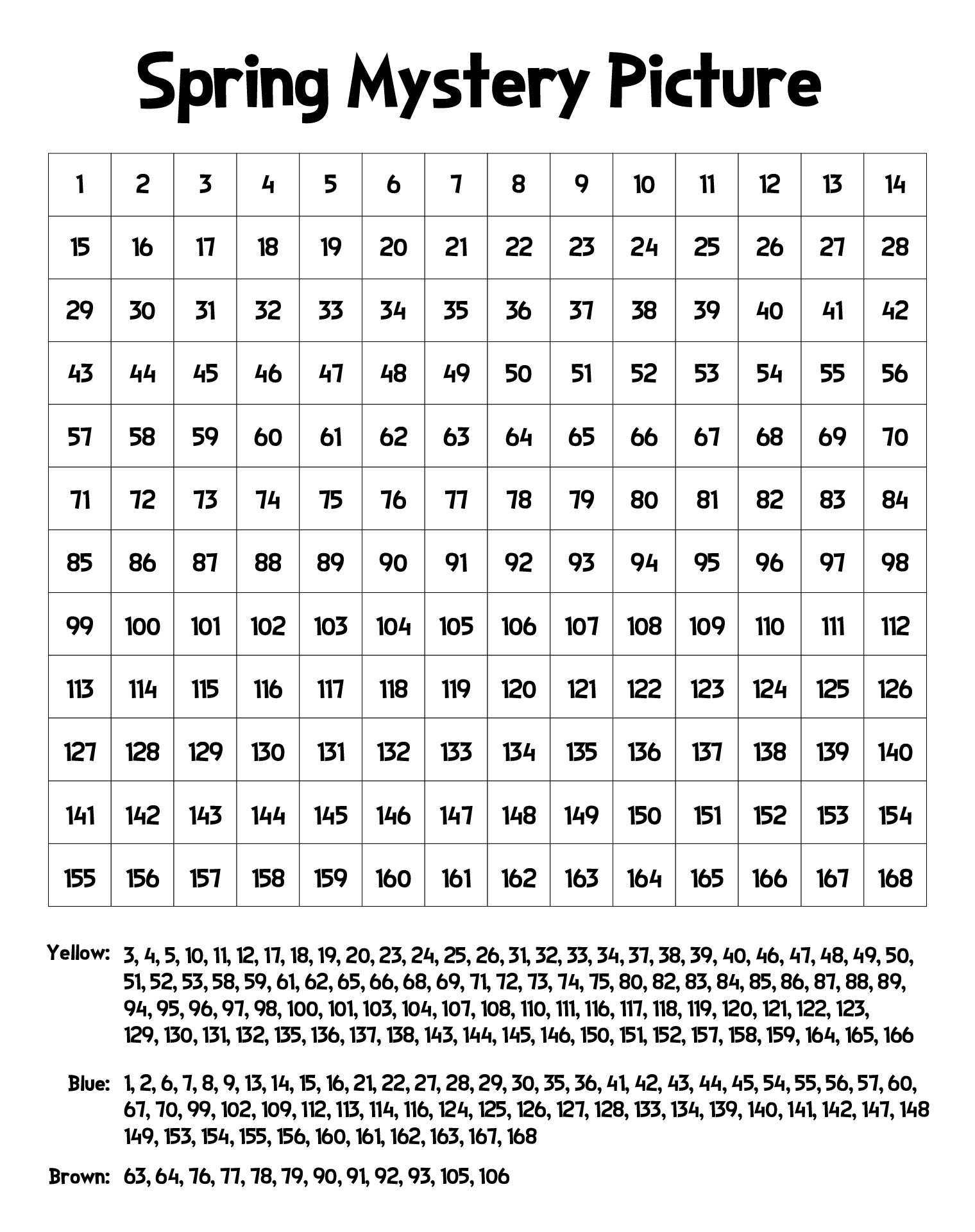 Spring Math Mystery Picture