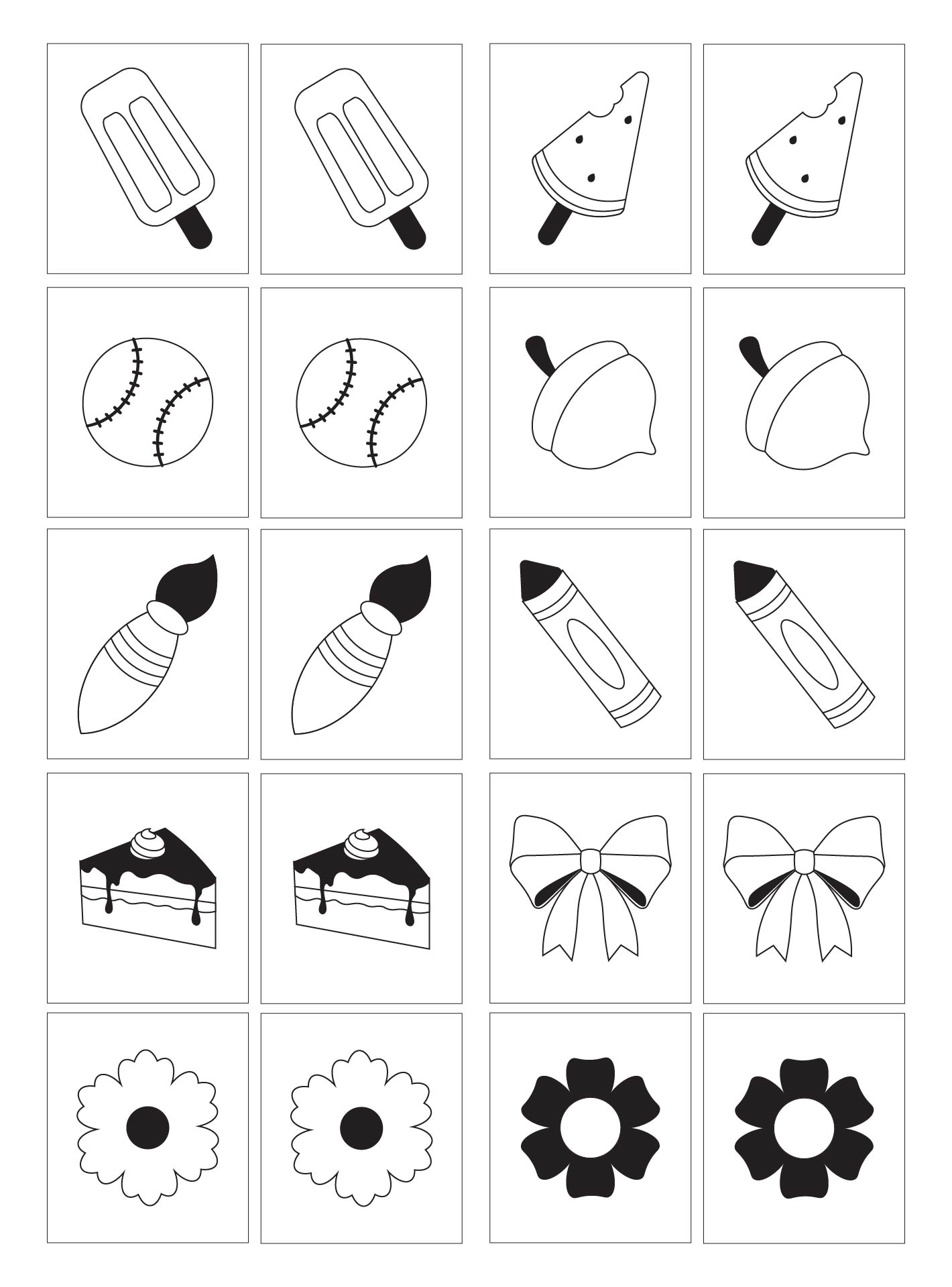 Black And White Memory Game Printable