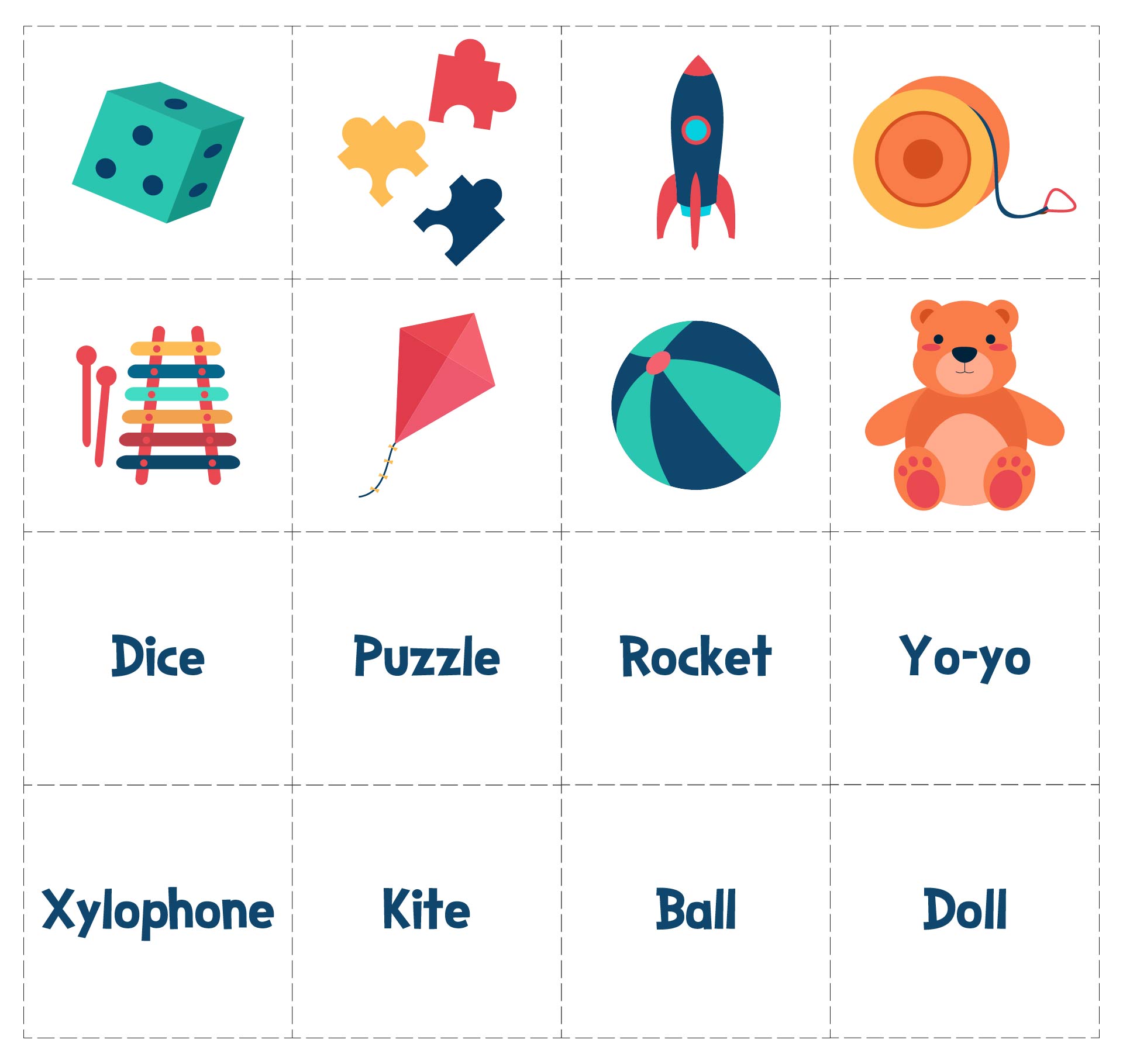 Toys Vocabulary Memory Game