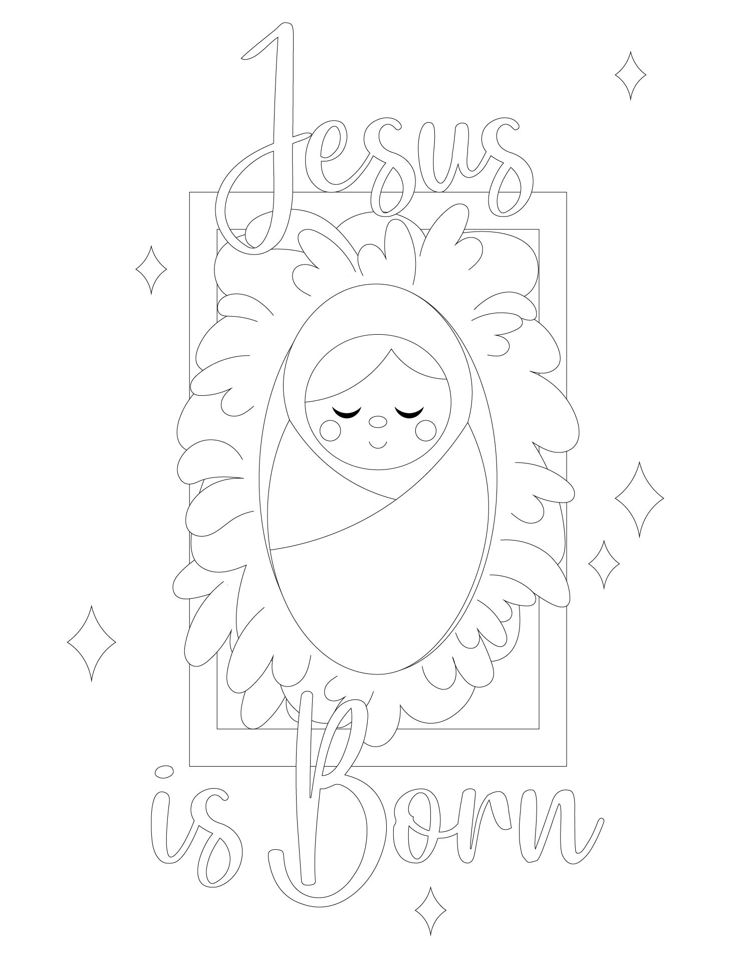 Jesus Is Born Christmas Coloring Sheets