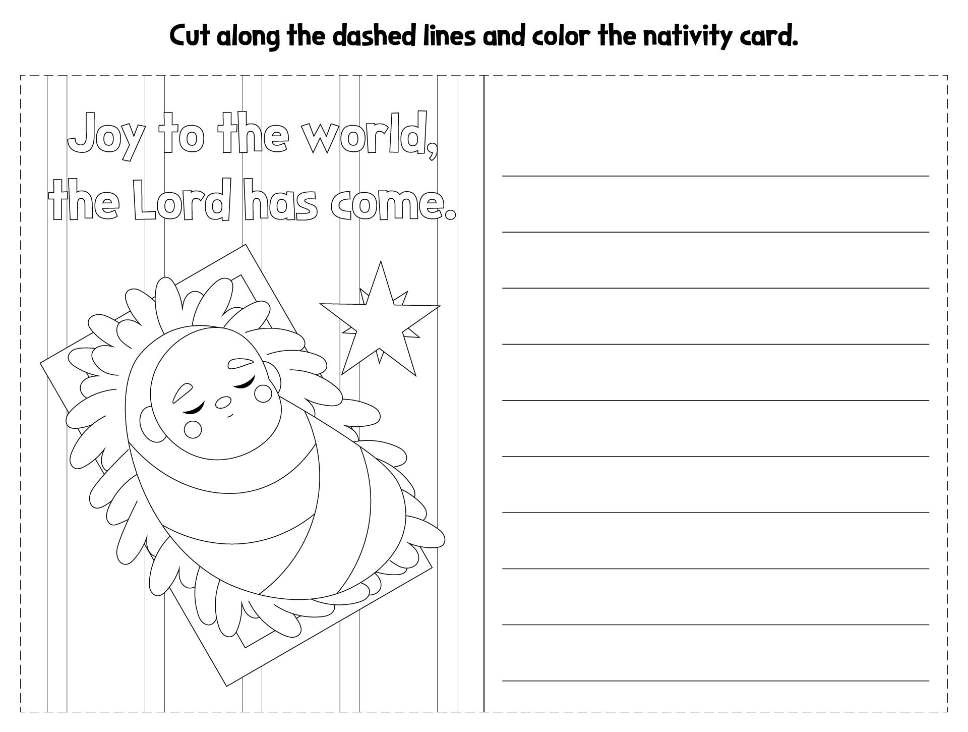 Cut Out Christmas Nativity Scene Coloring