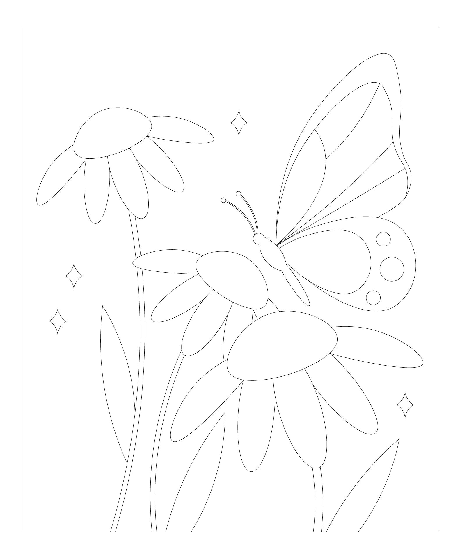 Floral Butterfly Coloring Sheets