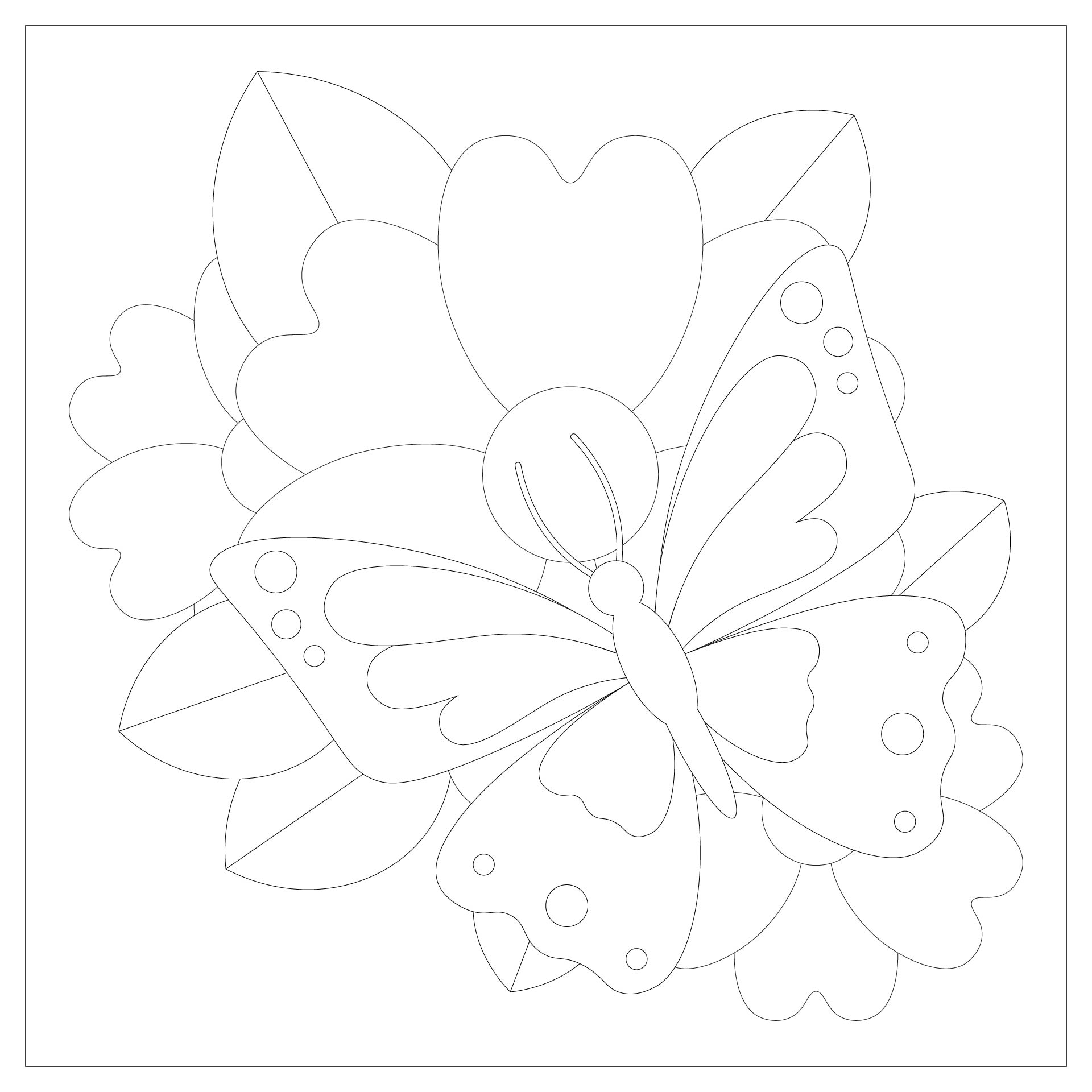 Flower Butterfly Spring Coloring Page
