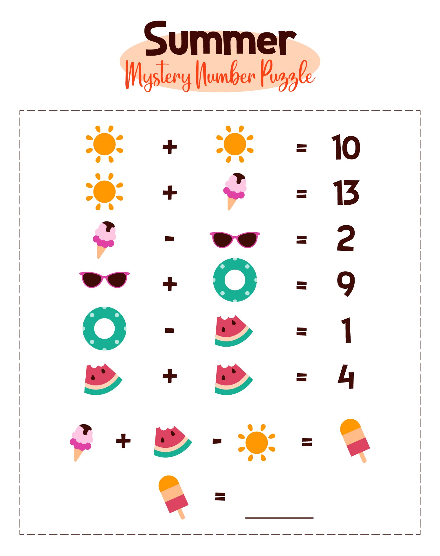 Summer Math Logic For Kids