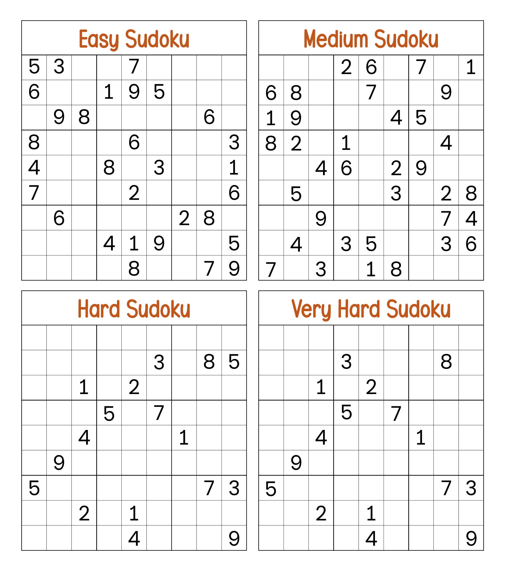 Easy And Hard Sudoku For Kids Adults