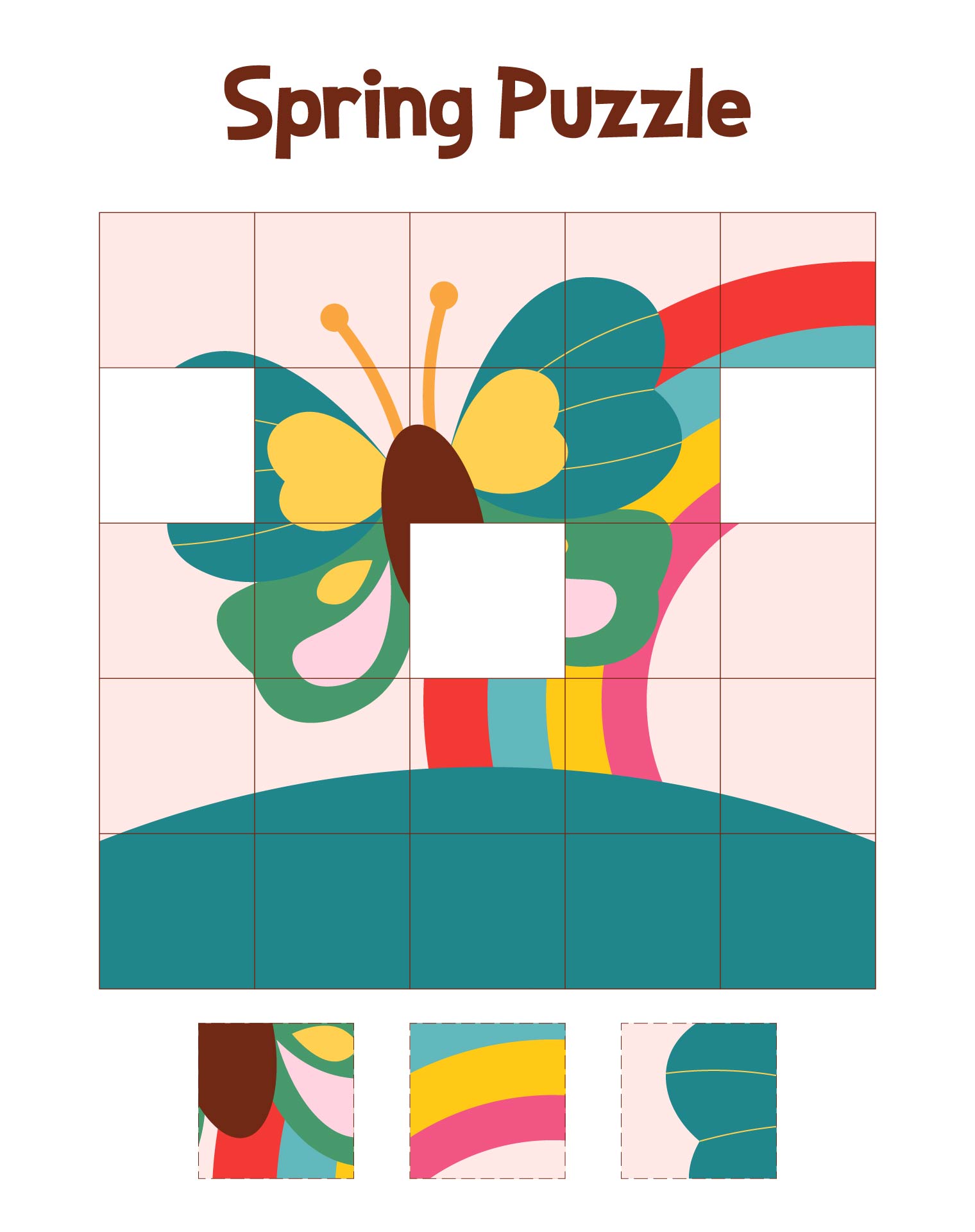 Kindergarten Spring Puzzle Picture Worksheets