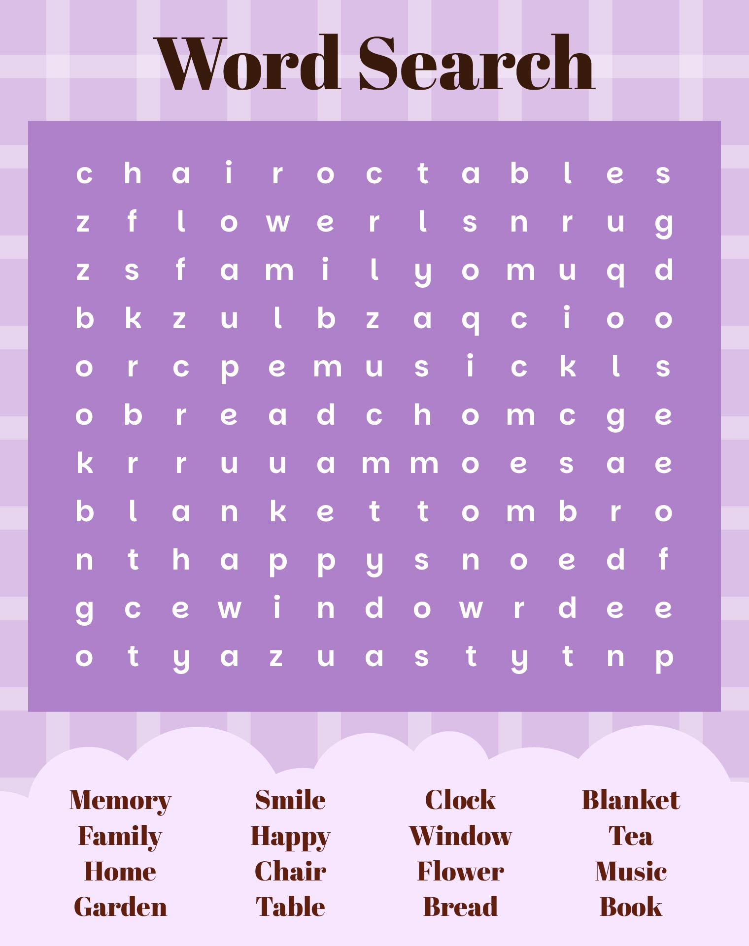 Printable Dementia Activities Worksheet
