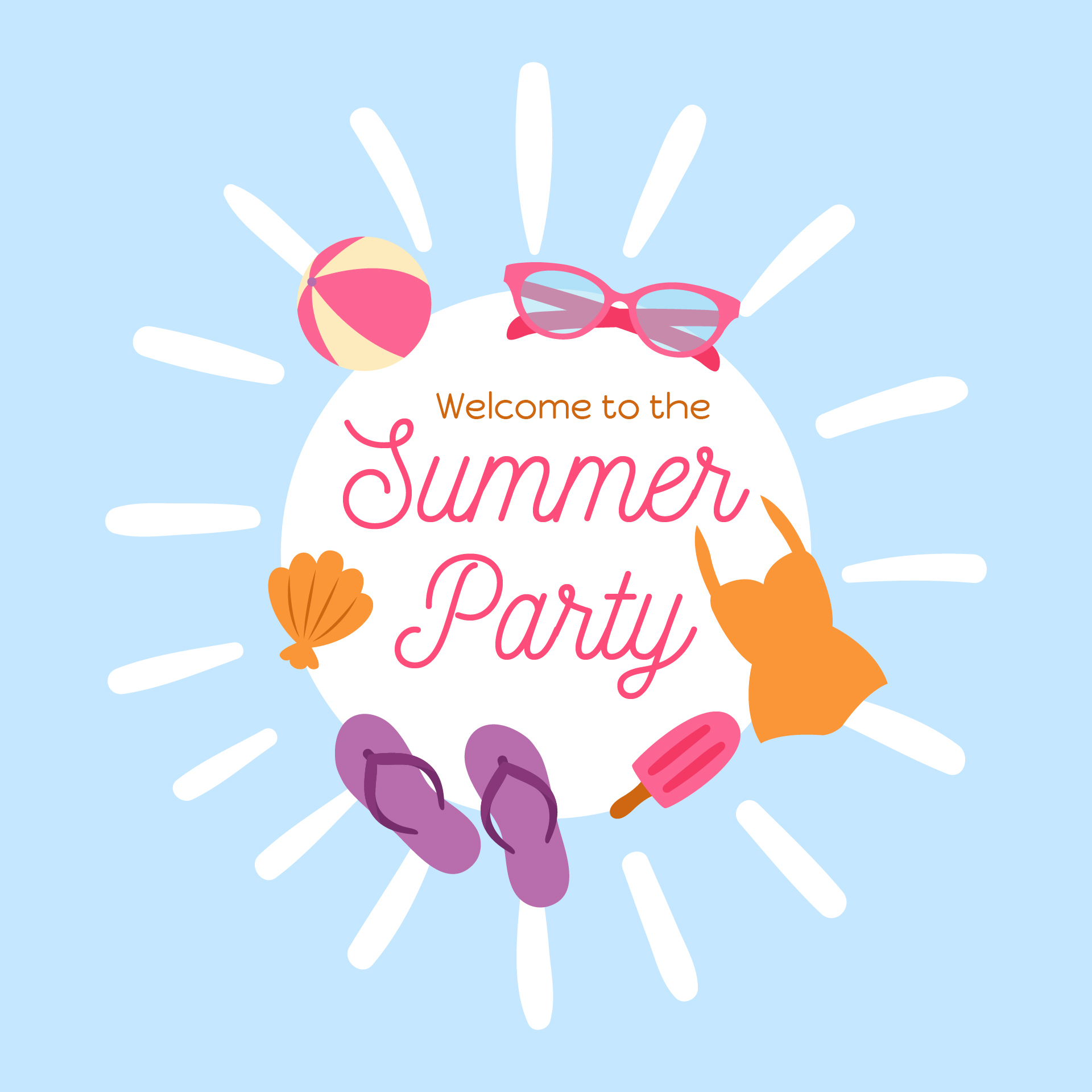 Summer Party Welcome Sign Printable