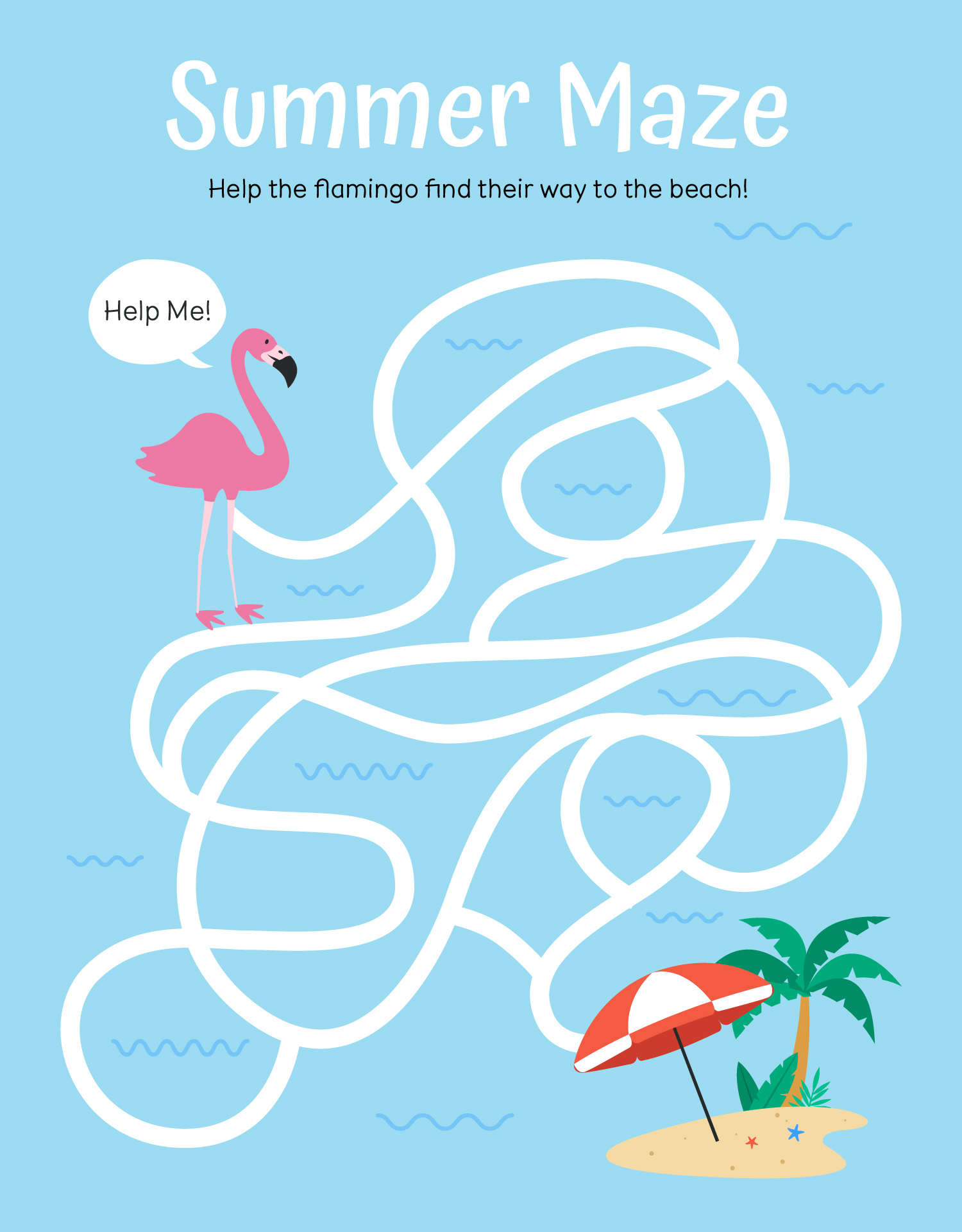 Printable Beach Mazes For Summer Party